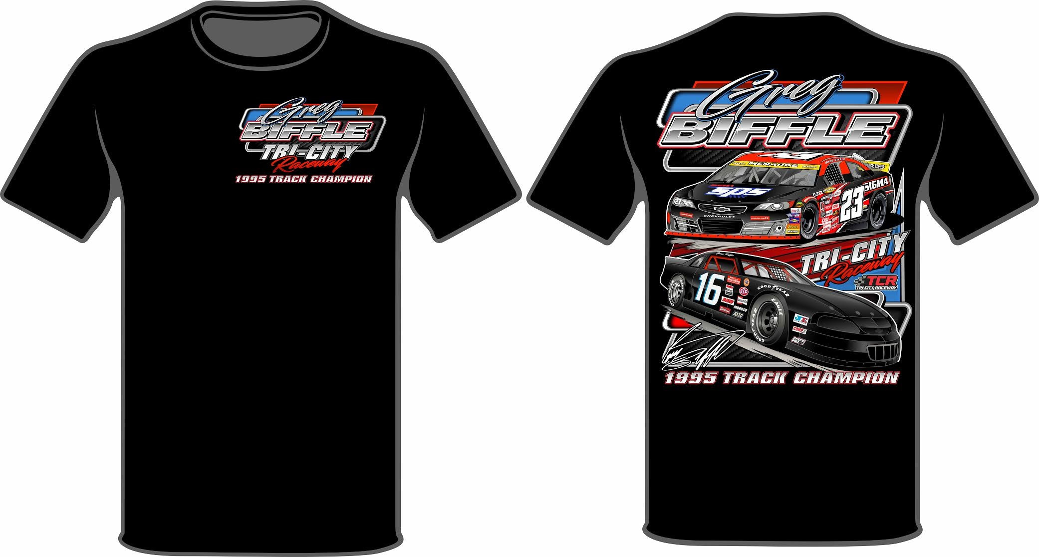 Greg Biffle Merch Raceway 1995 Track Champion T-Shirt Grey Biffle Shirt Gifts For Enthusiasts