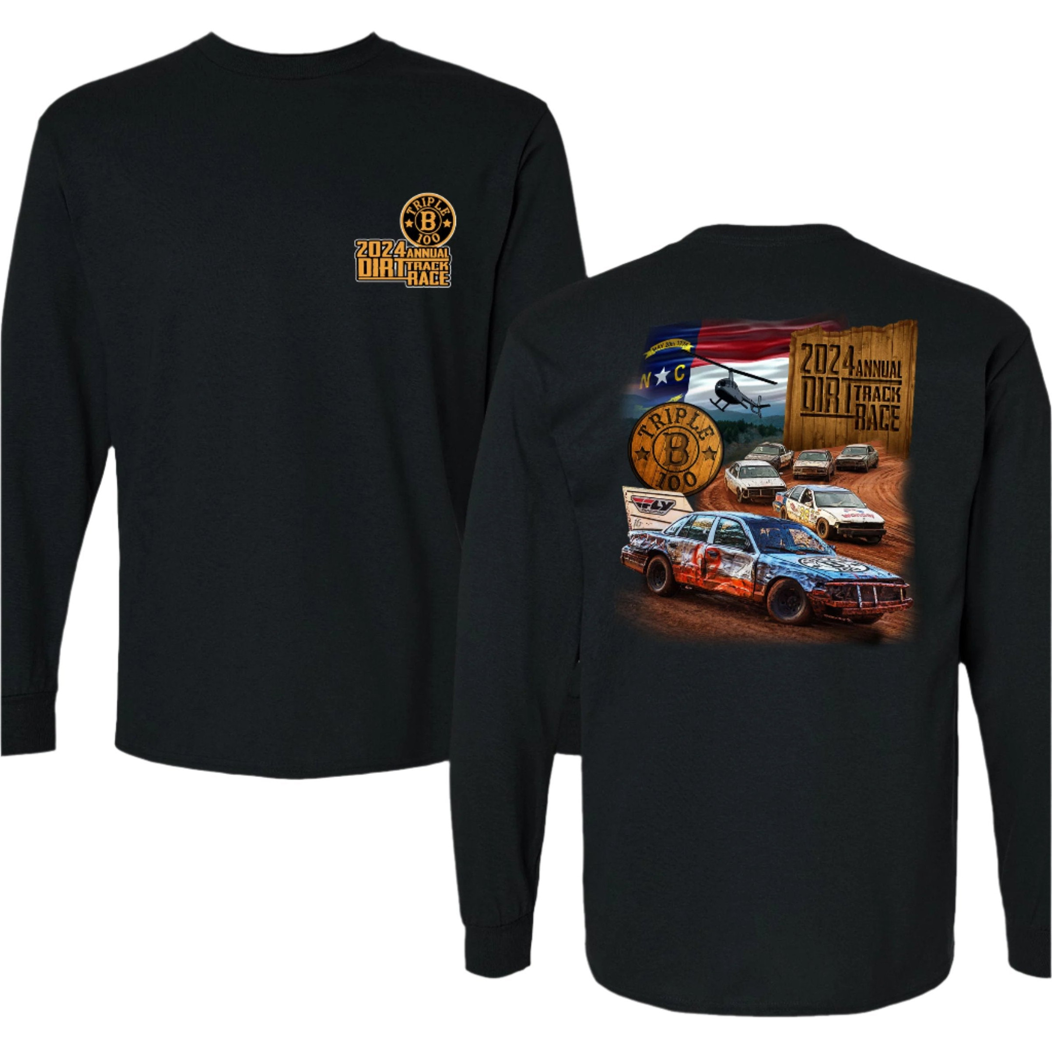 Greg Biffle Merch Triple B 100 Long Sleeve Shirt 2024 Annual Dirt Track Race Greg Biffle Apparel