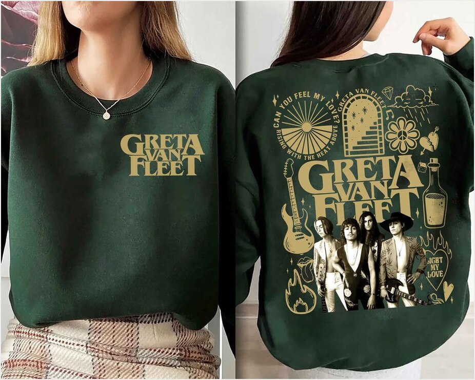 Greta Van Fleet Double Sided Sweatshirt Gifts For Fans Merch Clothing Greta Van Fleet Double Sided Sweatshirt Gifts For Fans Merch Clothing