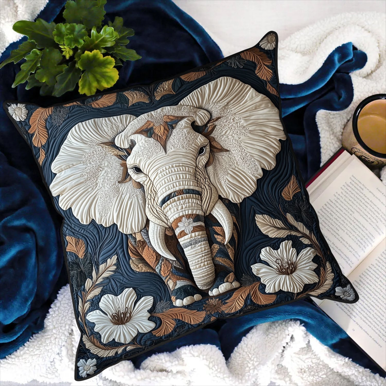Grey Majesty Quilted Pillow Case Cute Pillow Covers Best Gifts For Elephant Lovers