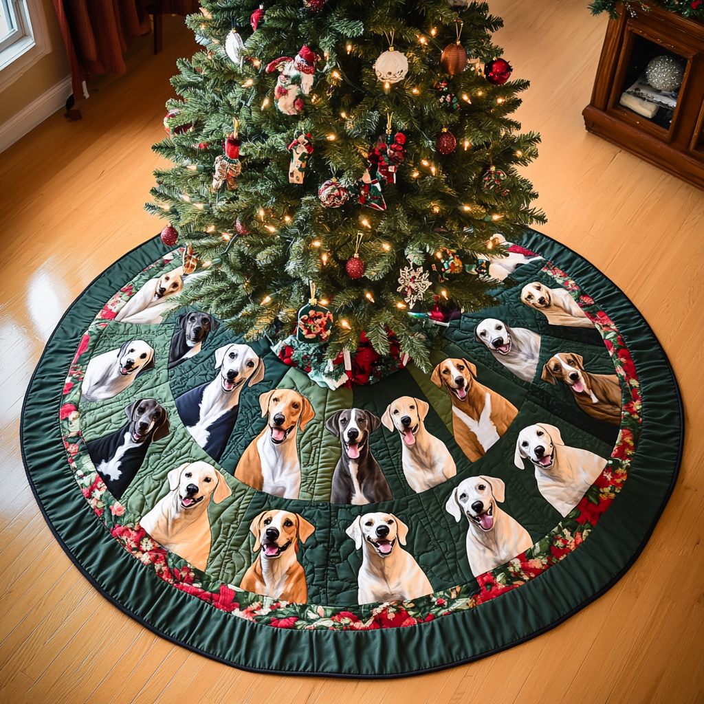 Greyhound Christmas Cheer Christmas Quilted Tree Skirt Exclusive Christmas Tree Skirt Merch Collection