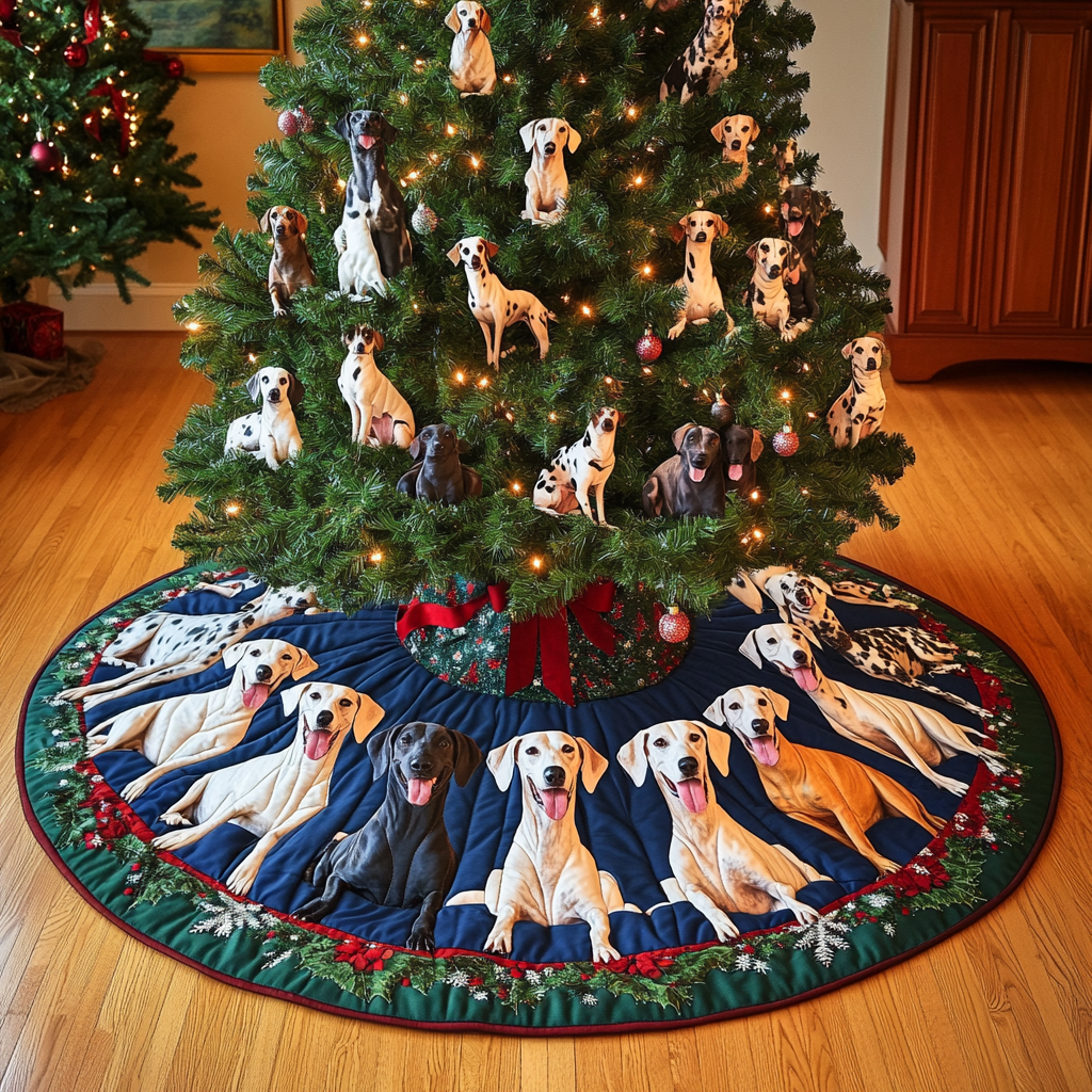 Greyhound Christmas Delight Christmas Quilted Tree Skirt Meaningful Christmas Gift to Warm the Heart