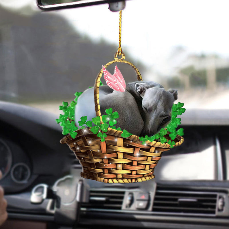 Greyhound Dog Sleeping Lucky Fairy Two Sided Funny Ornament