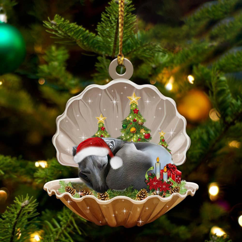 Greyhound3 Sleeping in Pearl Dog Christmas Ornament Flat Acrylic