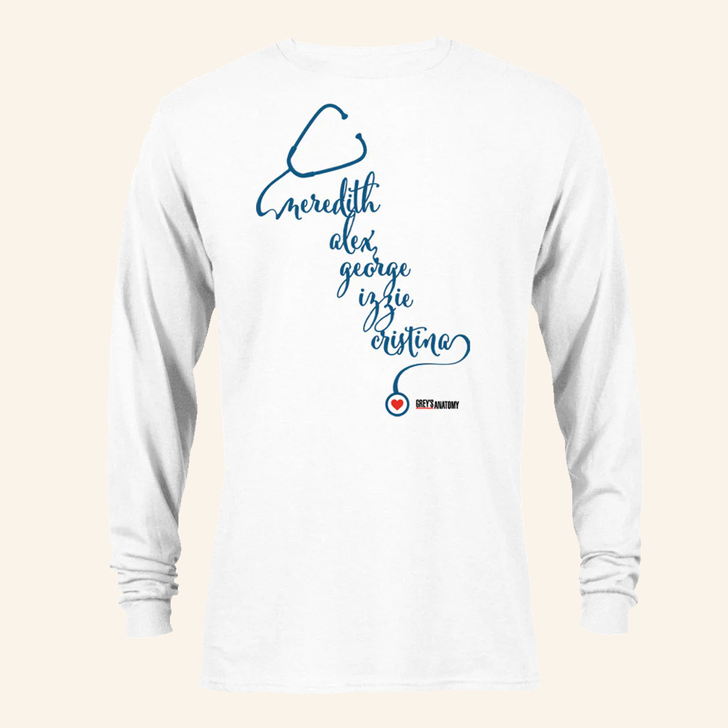 Grey's Anatomy Merch Magic Names Long Sleeve T-Shirt Gifts For Film Lovers