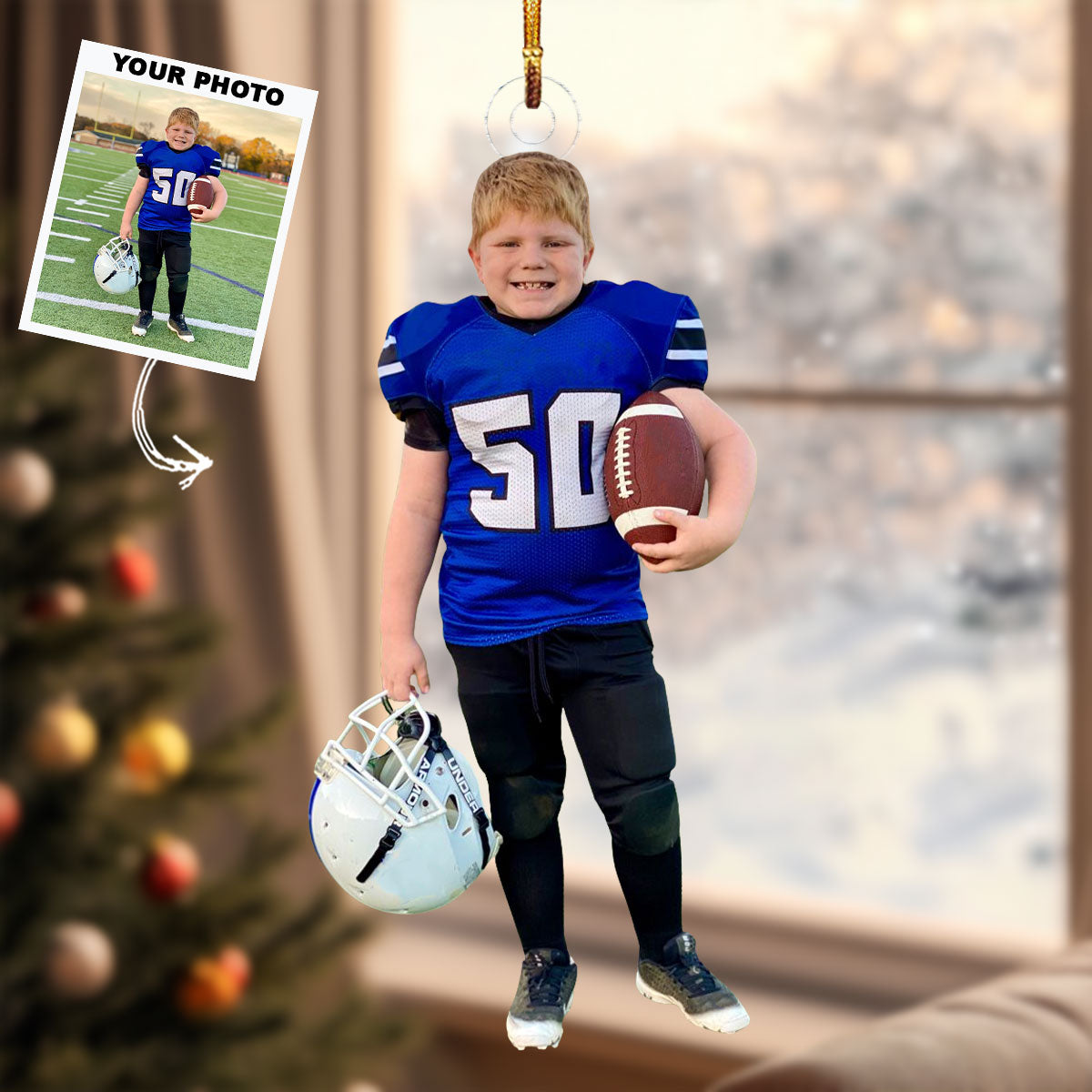 Gridiron Giant Personalized Photo Mica Ornament Christmas Gift For Softball Lovers Ame
