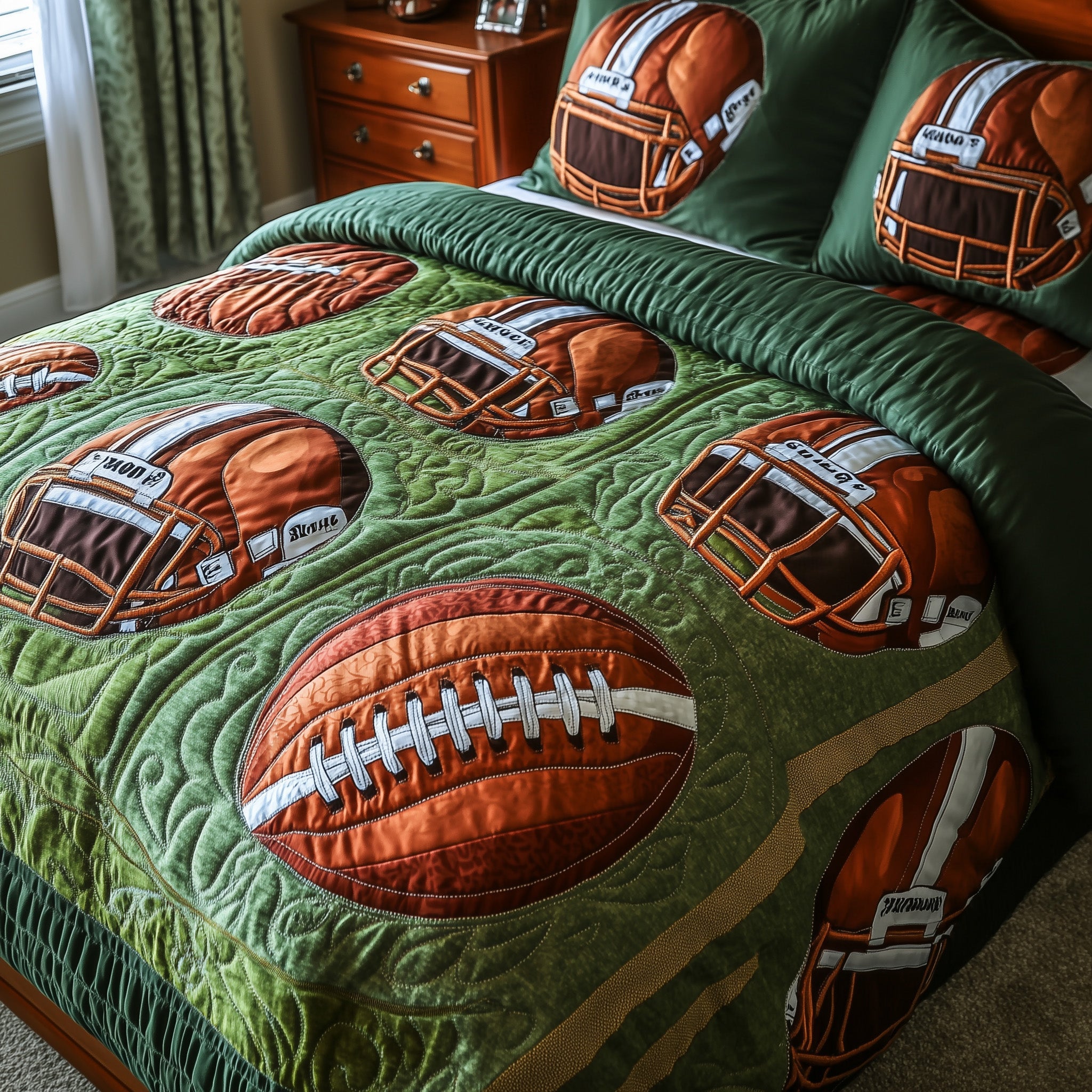 Gridiron Glory Quilted Bedding Set Duvet Cover Merchandise Best Gifts For Football Players