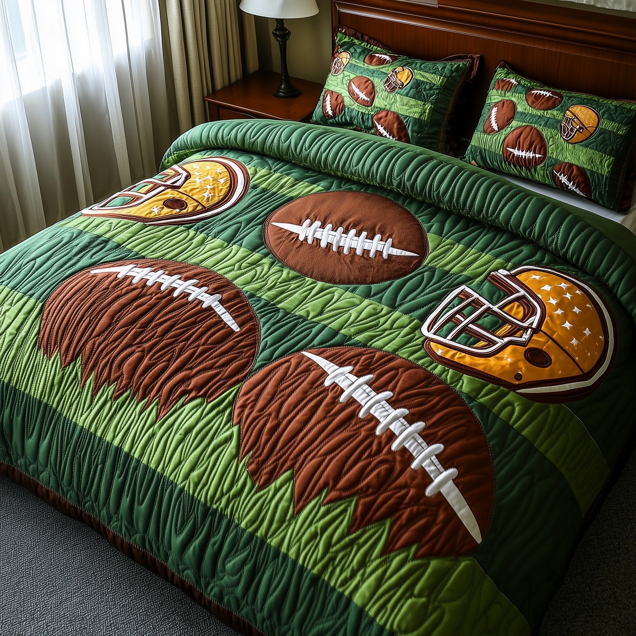 Gridiron Glory Quilted Bedding Set Duvet Cover Merchandise Cool Gifts For Football Players