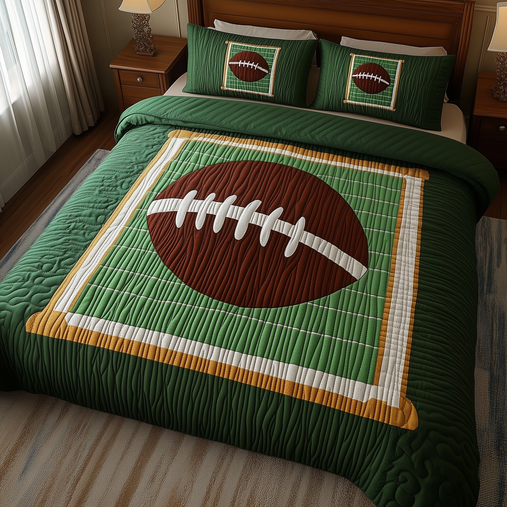 Gridiron Glory Quilted Bedding Set Duvet Cover Merchandise Gift Ideas For Football Players