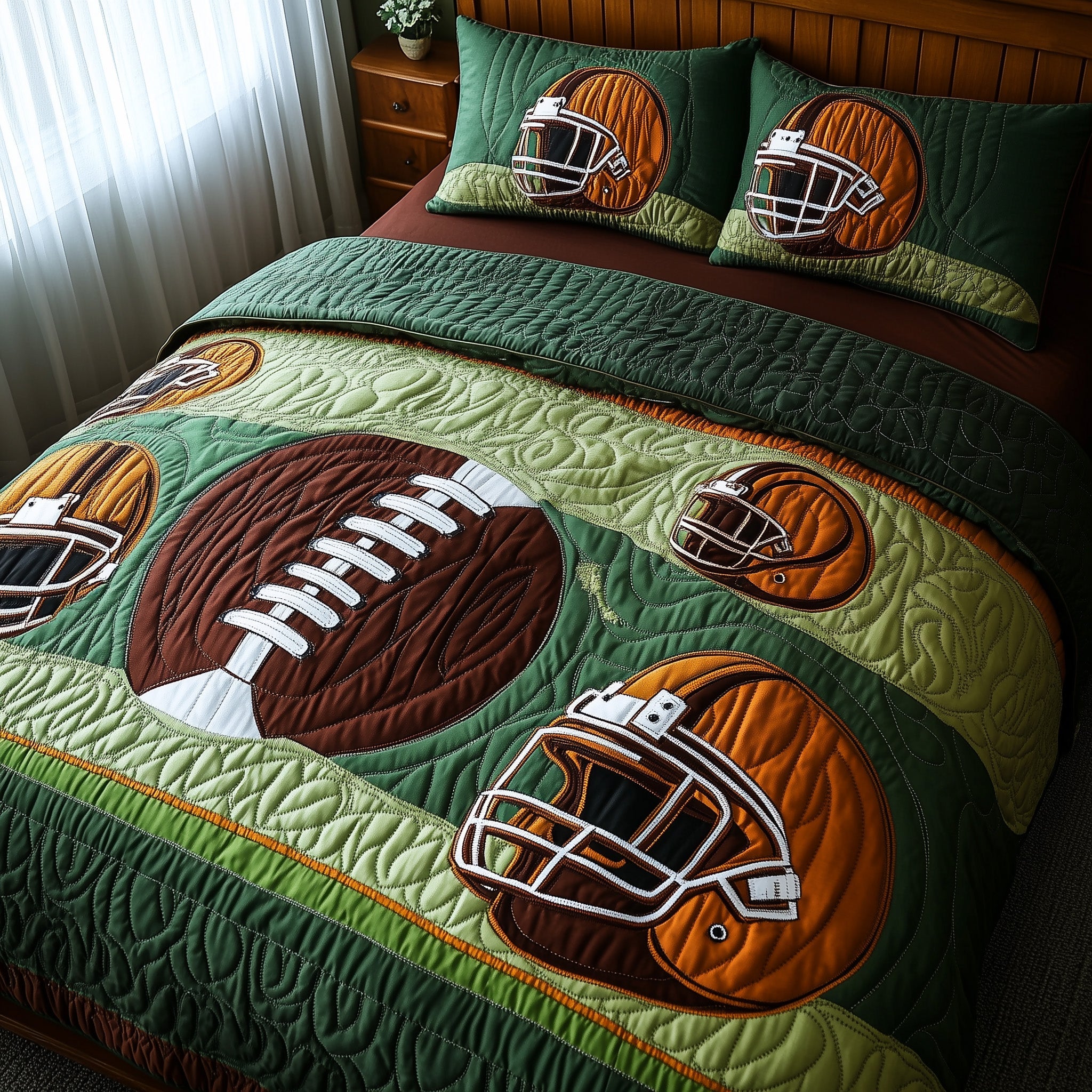 Gridiron Glory Quilted Bedding Set Duvet Cover Merchandise Gifts To Give Football Players