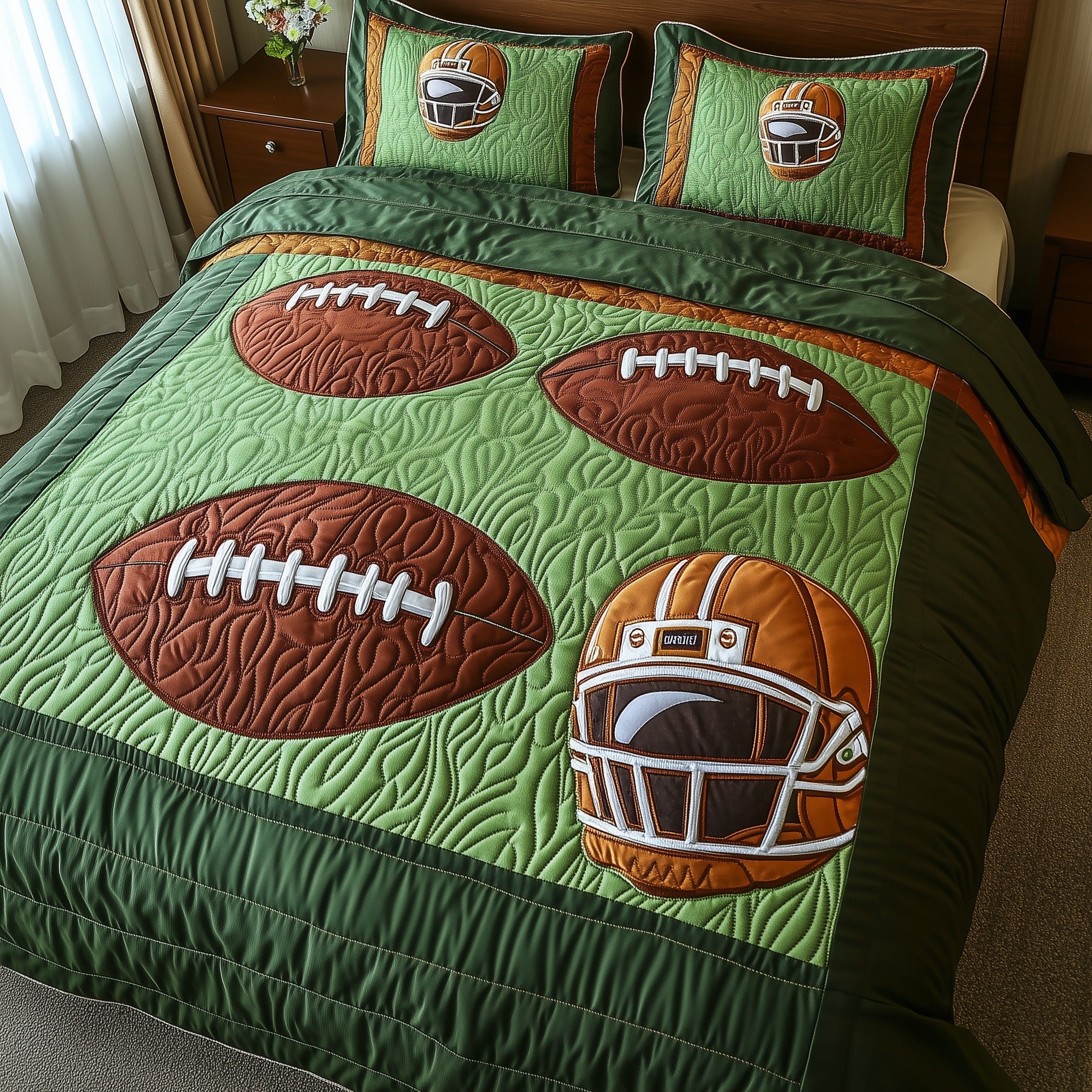 Gridiron Glory Quilted Bedding Set Duvet Cover Merchandise Small Gifts For Football Players