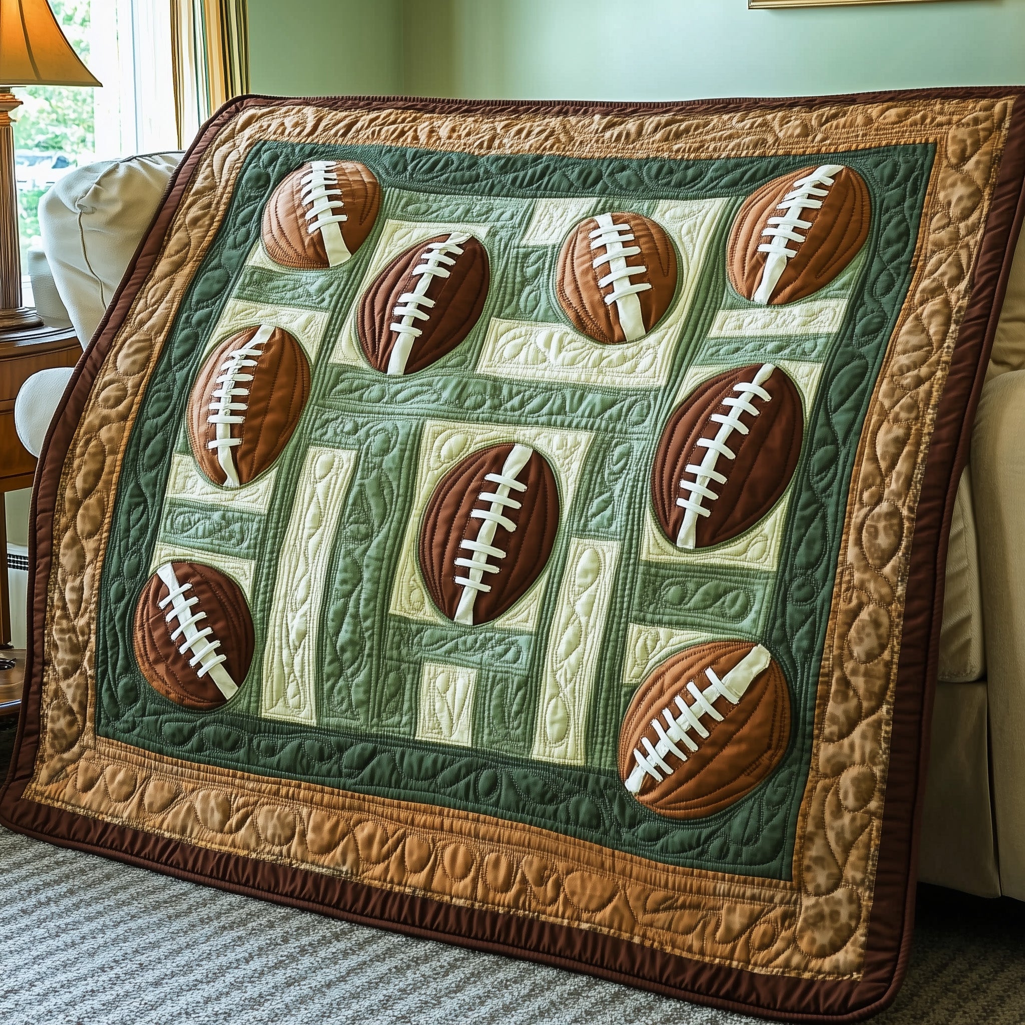 Gridiron Glory Quilted Blanket All-Season Winter Quilted Throw Blanket