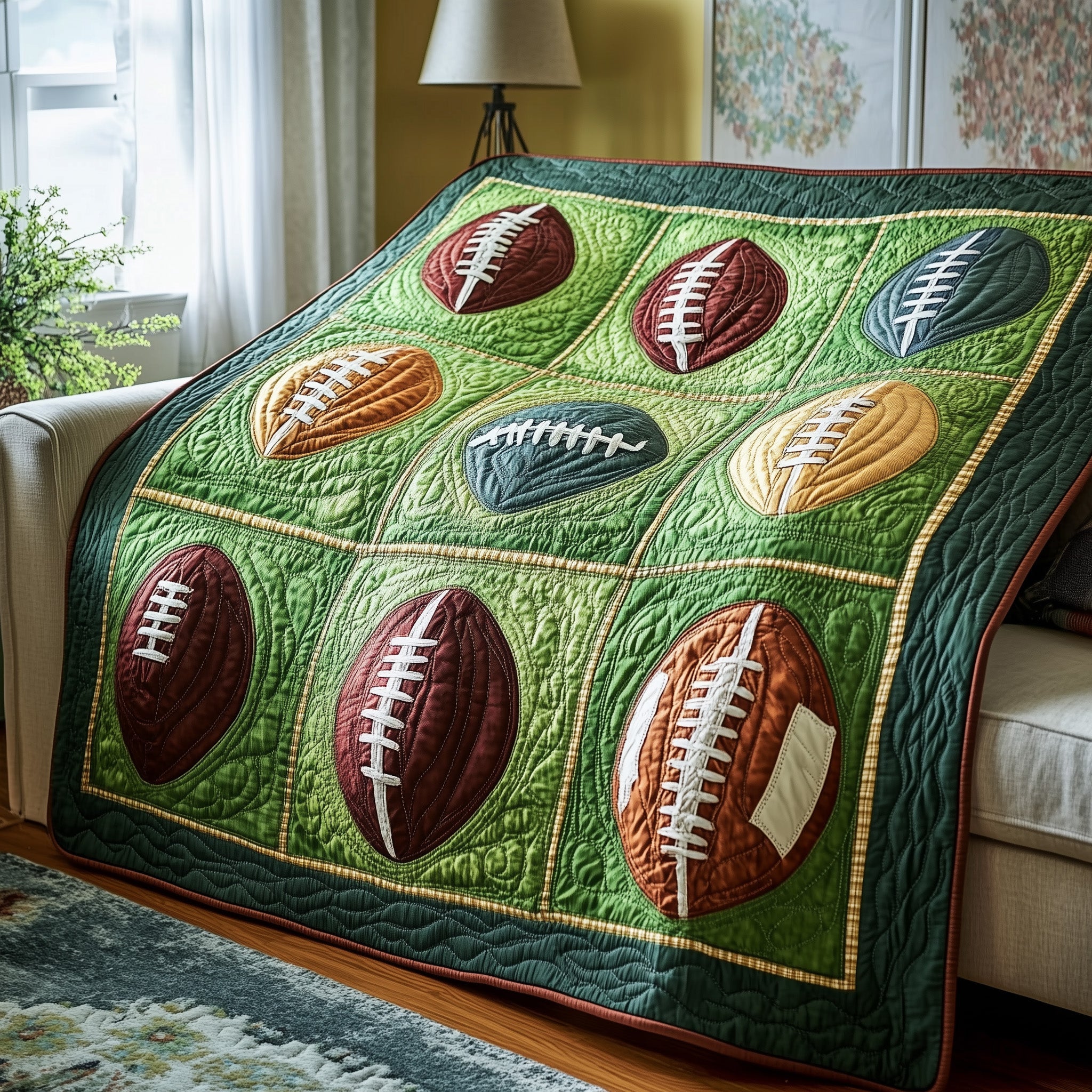 Gridiron Glory Quilted Blanket Quilted Blanket Gift for Mom and Dad