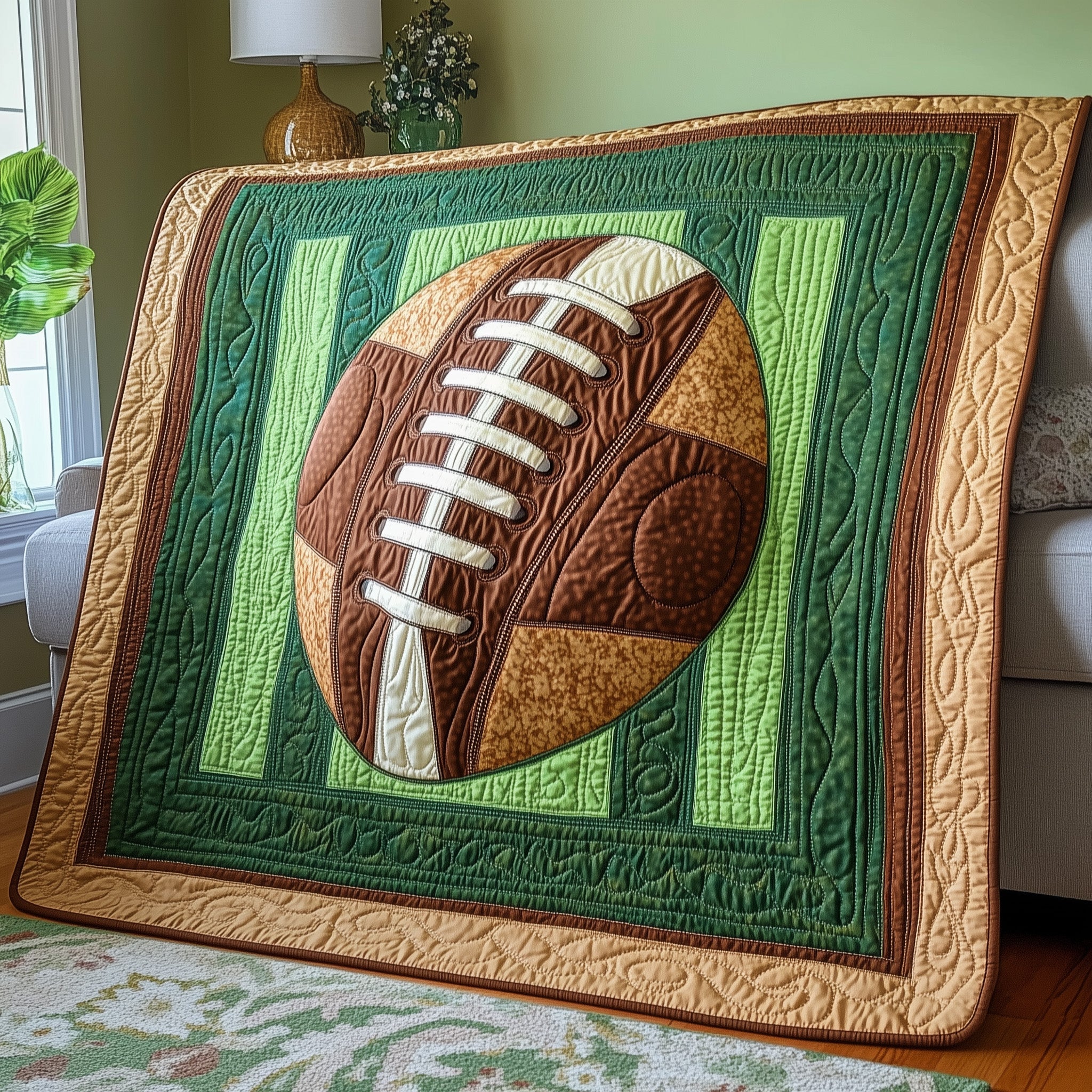 Gridiron Glory Quilted Blanket Quilted Throw Blanket Gift for Friends