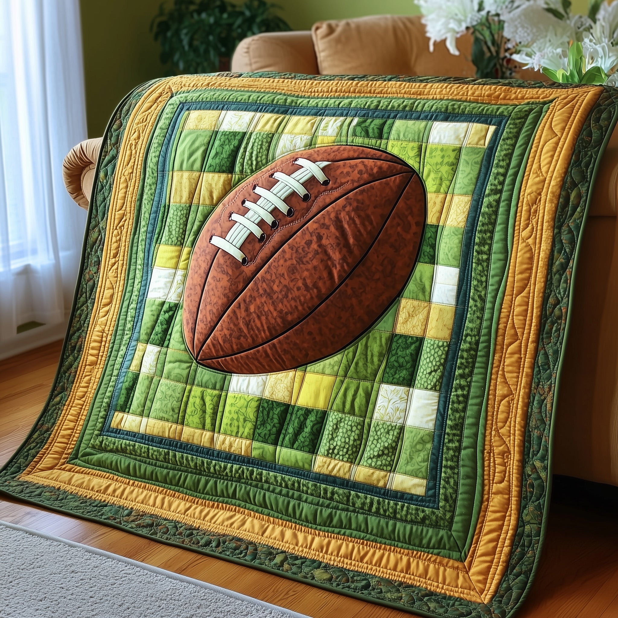 Gridiron Glory Quilted Blanket Ultimate Game Day Comfort Great Gifts For Football Players