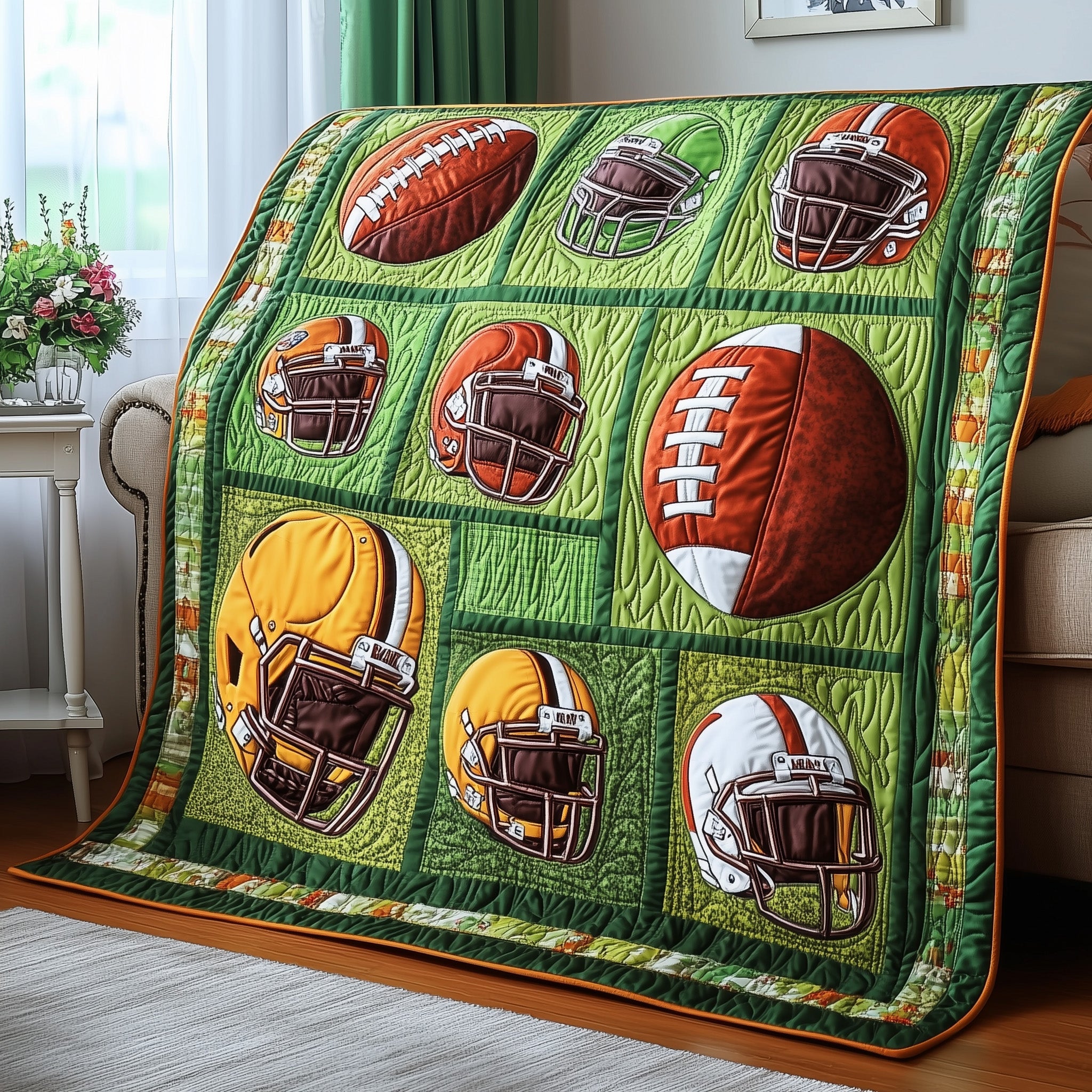 Gridiron Glory Quilted Blanket Winter Quilt Blanket Gift Idea