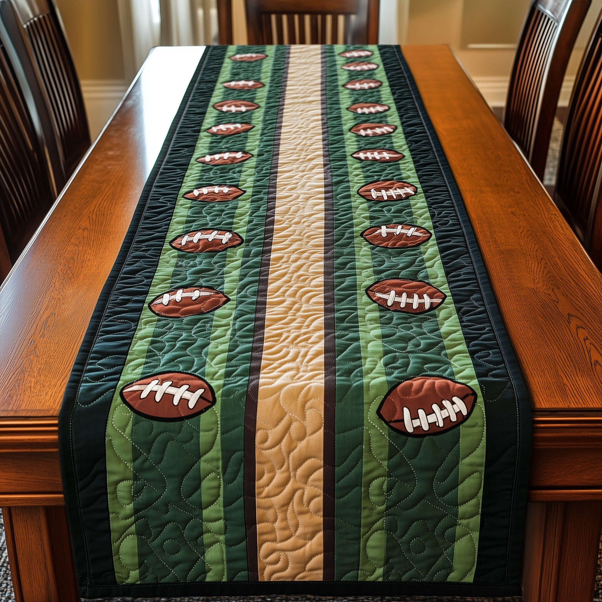 Gridiron Glory Quilted Table Runner Christmas Table Runner Decoration