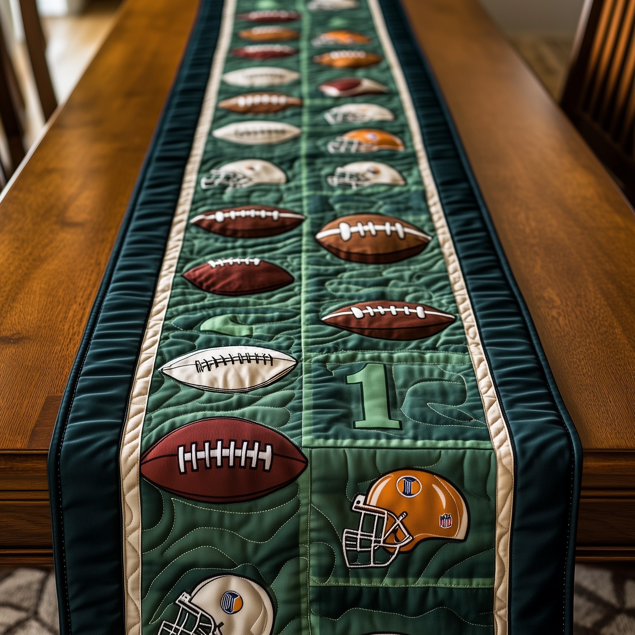 Gridiron Glory Quilted Table Runner Christmas Table Runner for Dining Room