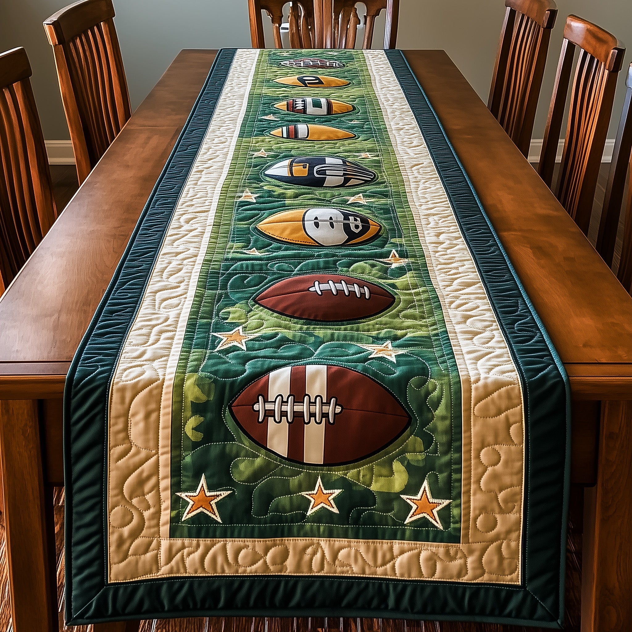 Gridiron Glory Quilted Table Runner Christmas Theme Table Runner