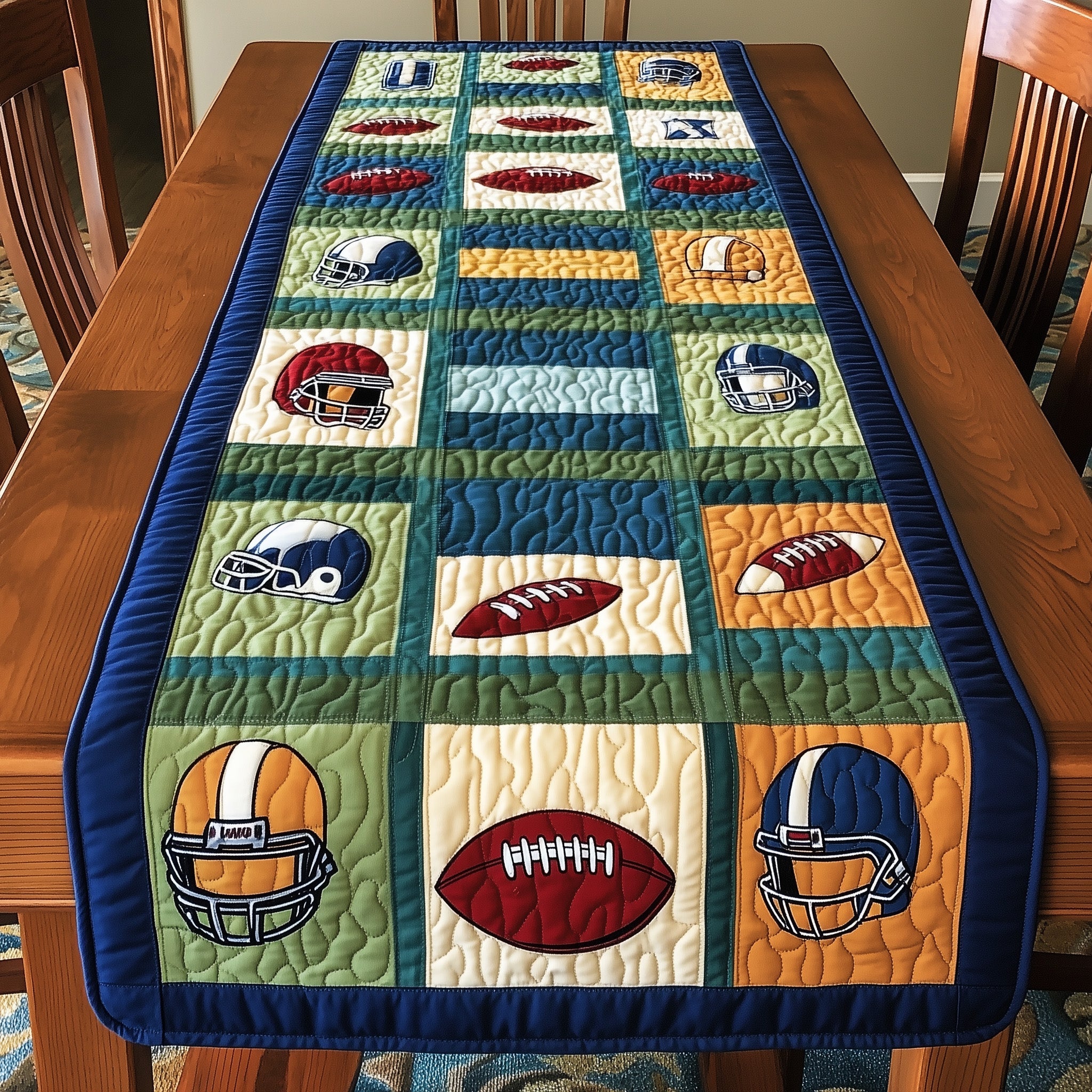 Gridiron Glory Quilted Table Runner Cozy Christmas Table Runner