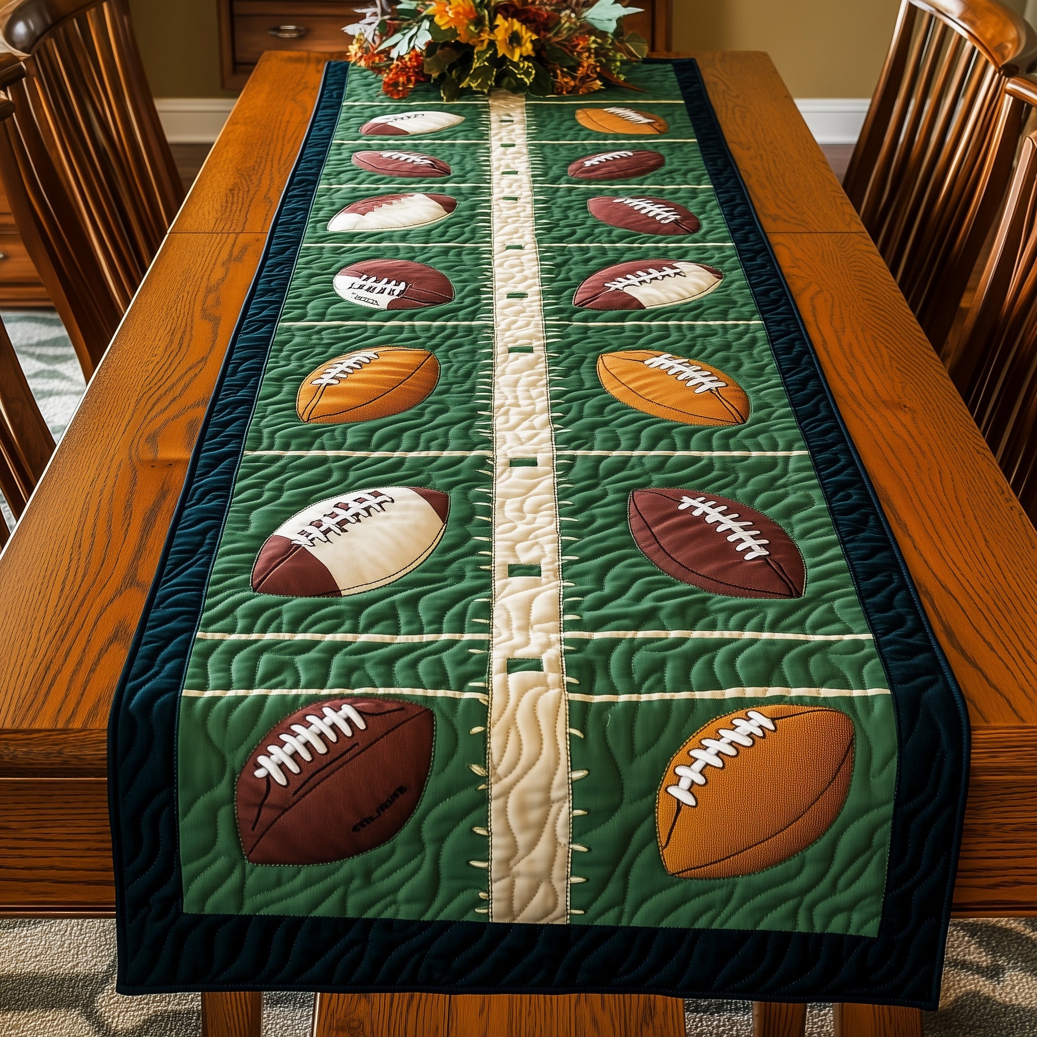 Gridiron Glory Quilted Table Runner Cozy Winter Table Runner for Home