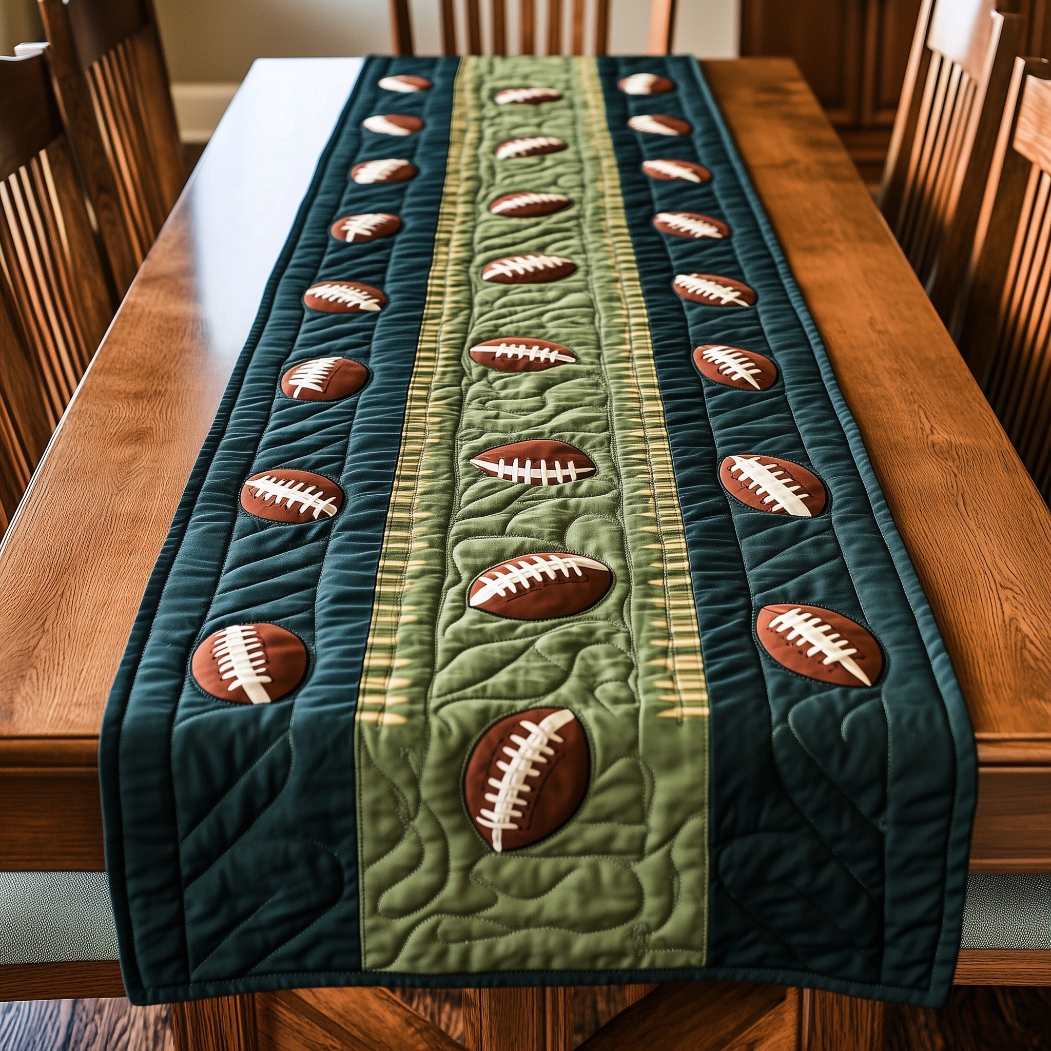 Gridiron Glory Quilted Table Runner Festive Holiday Table Runner Decor