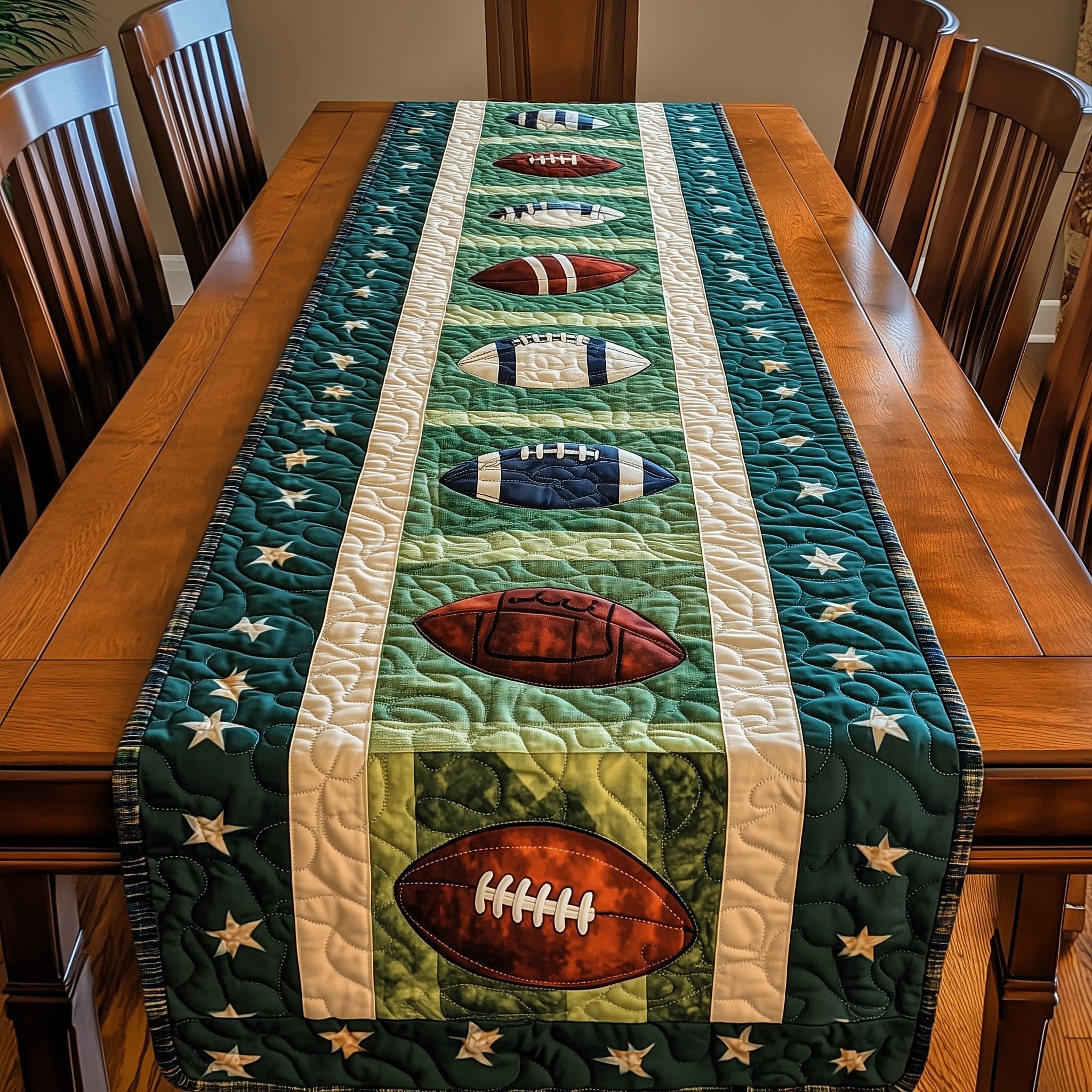 Gridiron Glory Quilted Table Runner Festive Table Runner for Dining Table