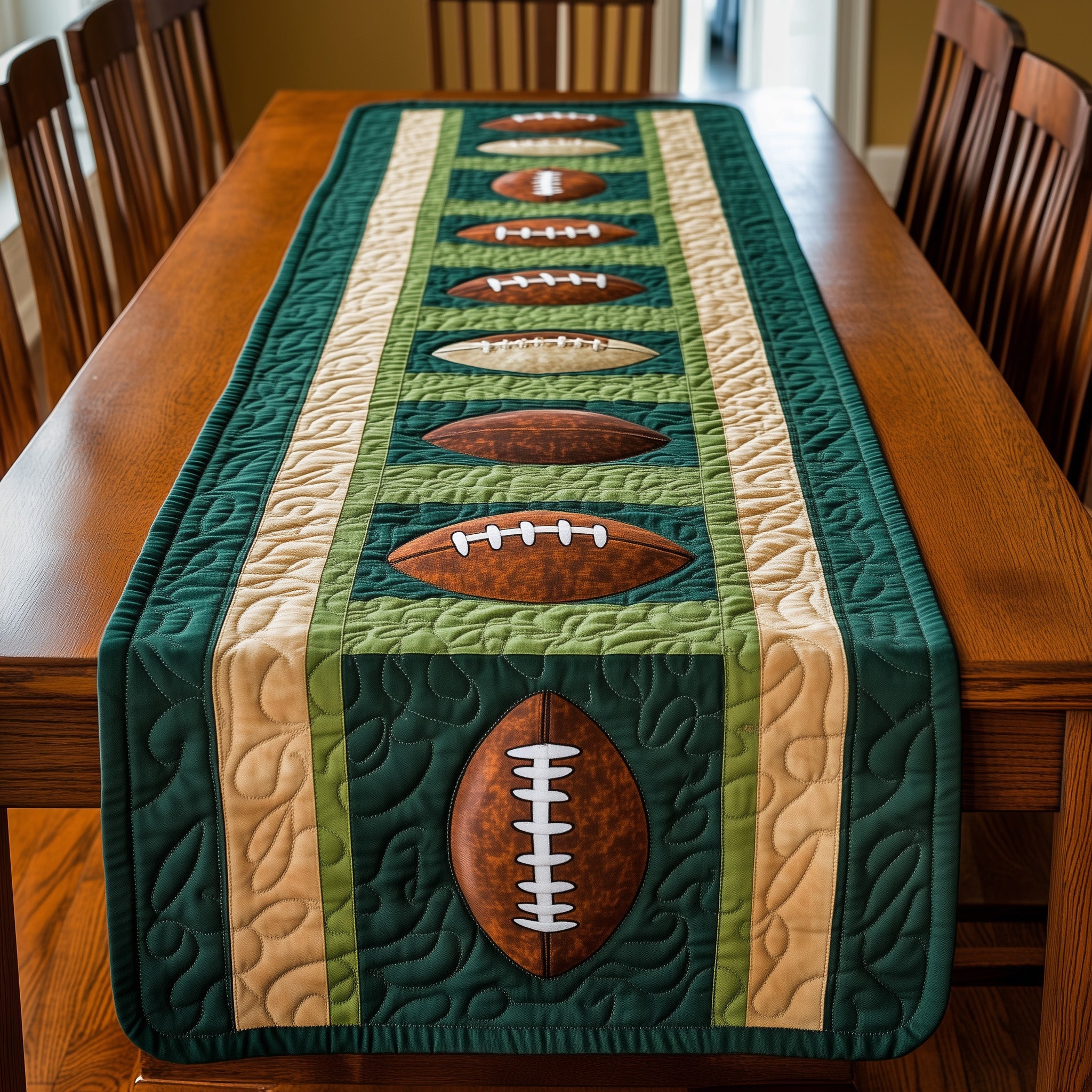 Gridiron Glory Quilted Table Runner Holiday Season Table Runner