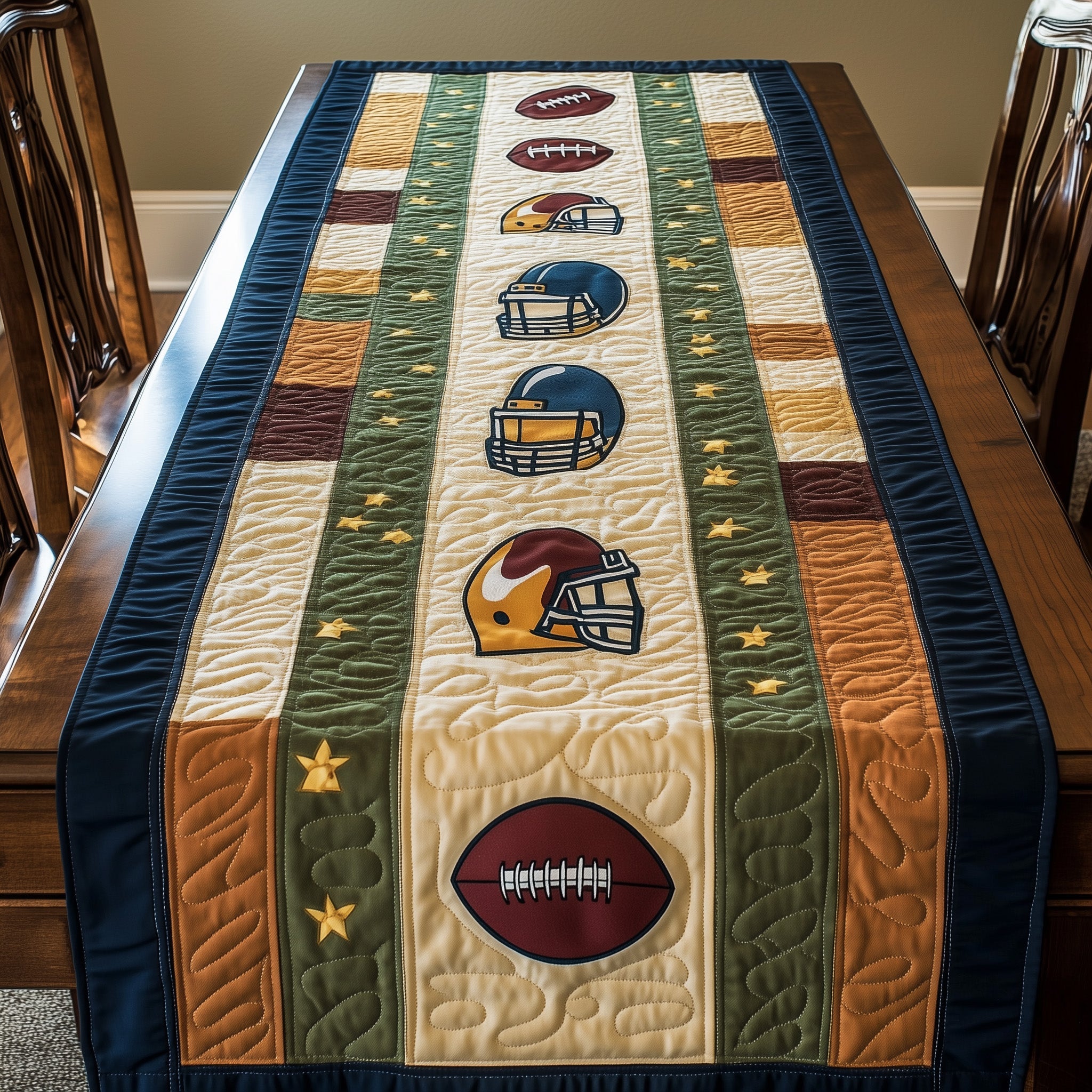 Gridiron Glory Quilted Table Runner Holiday Table Runner Decoration