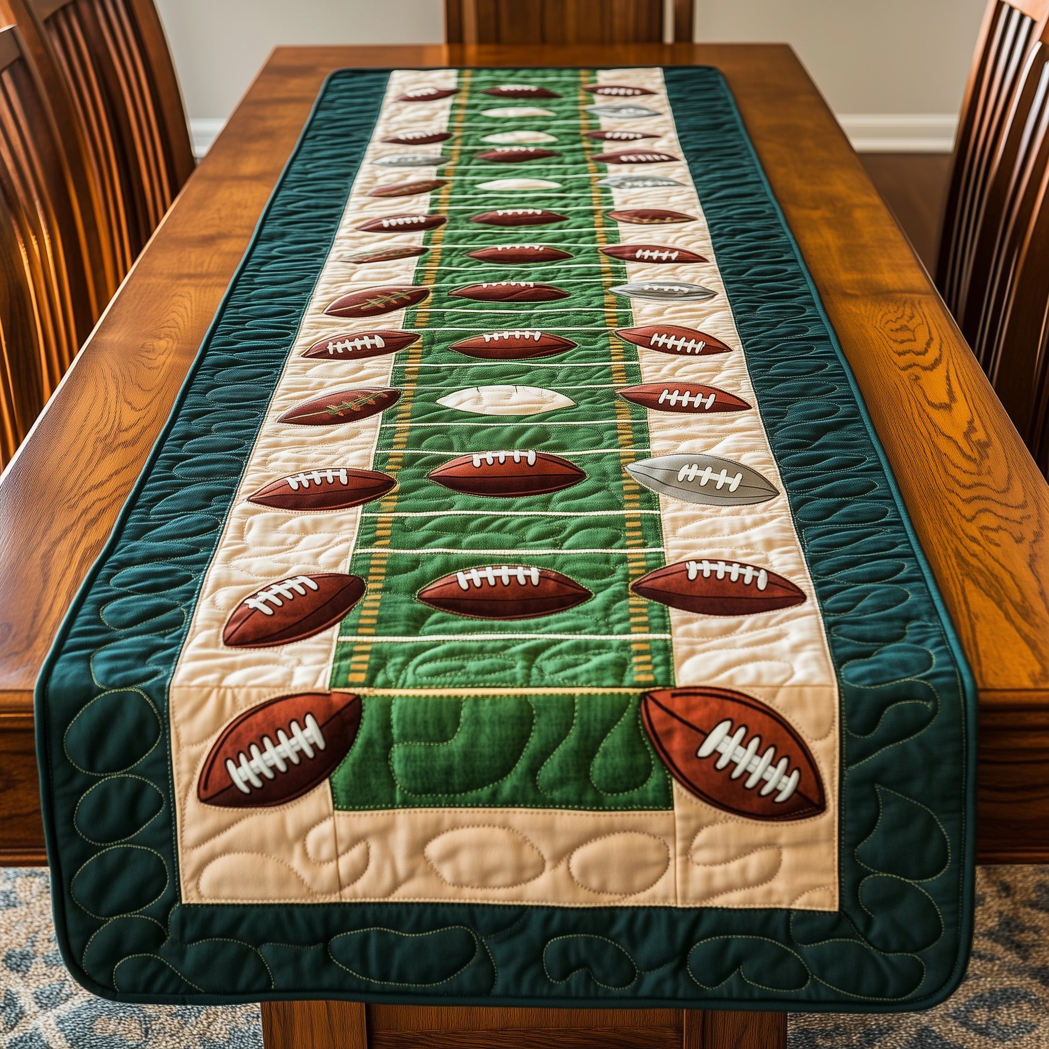 Gridiron Glory Quilted Table Runner Holiday Table Runner Gift Idea