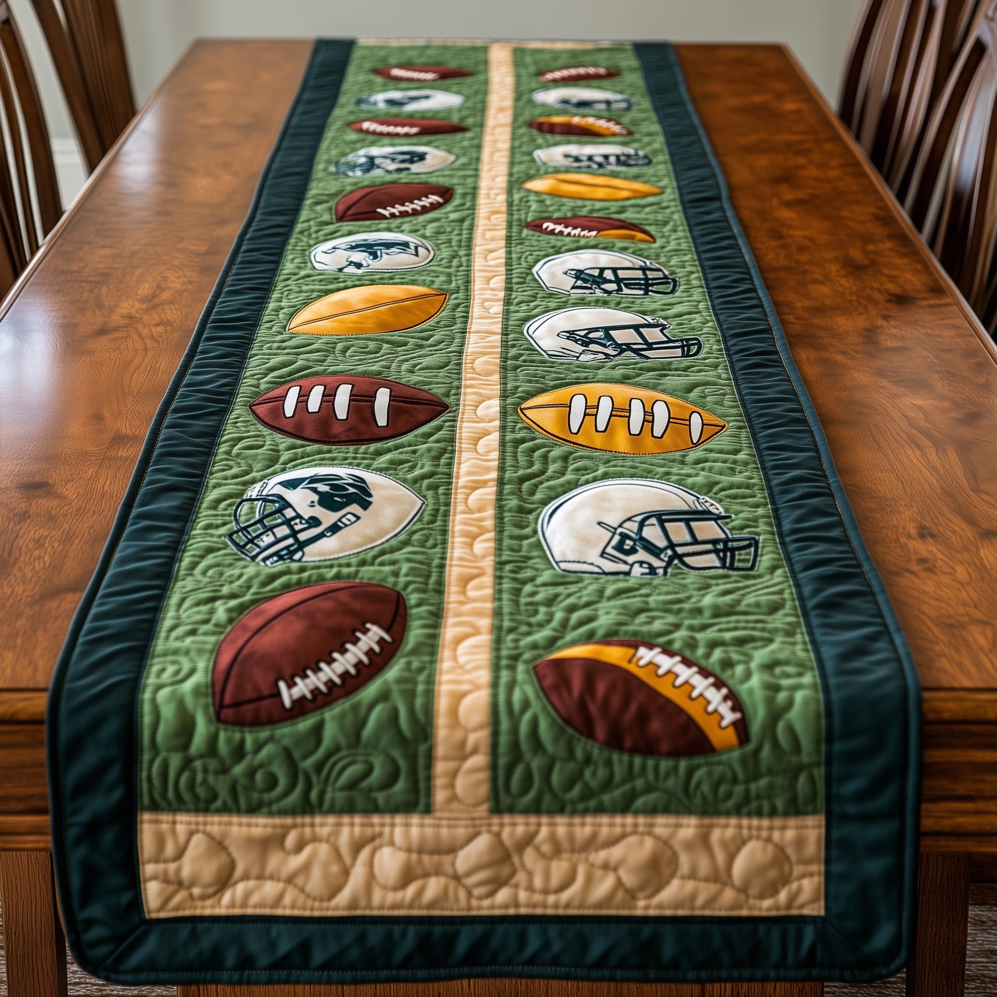 Gridiron Glory Quilted Table Runner Table Runner for Christmas Decor