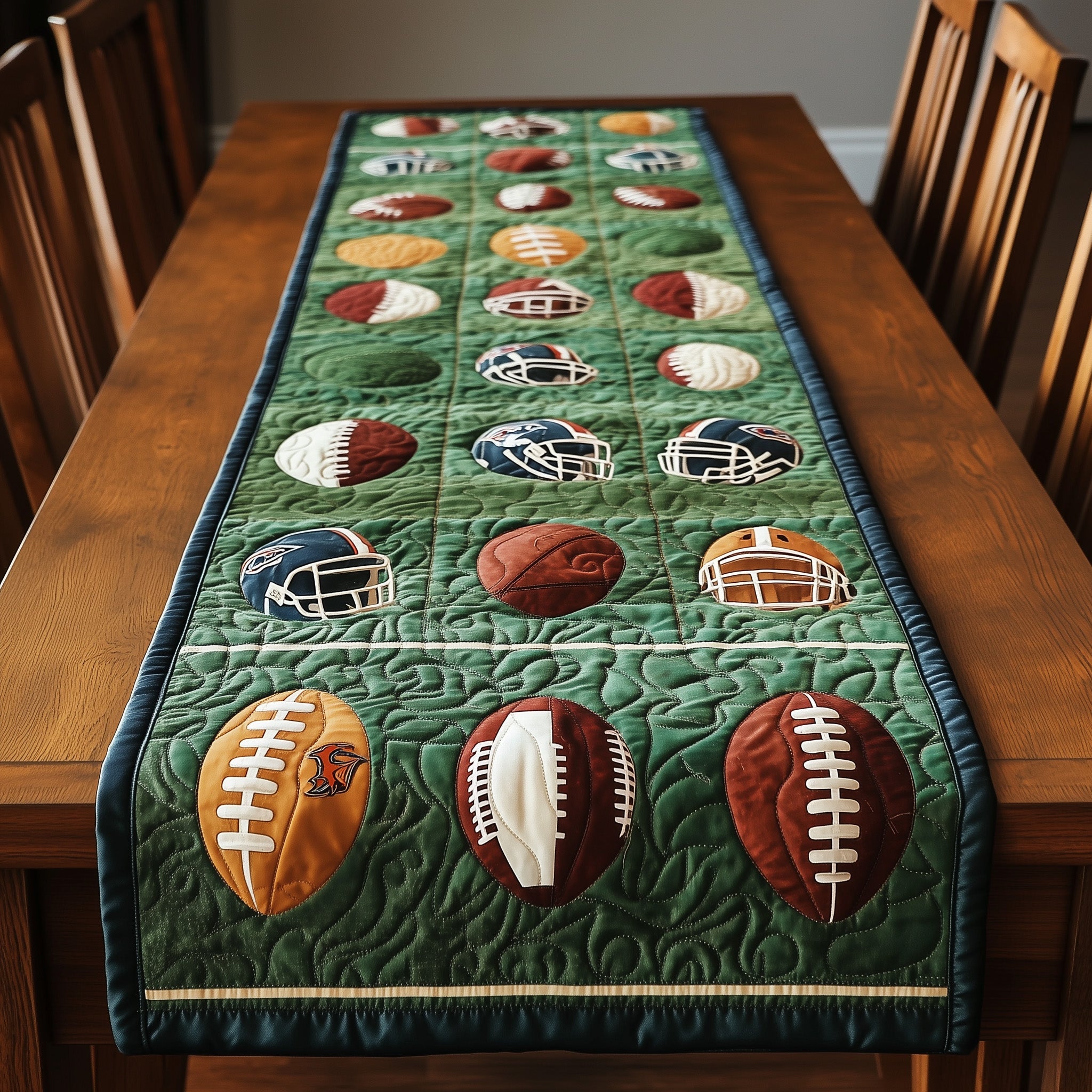 Gridiron Glory Quilted Table Runner Winter Table Runner