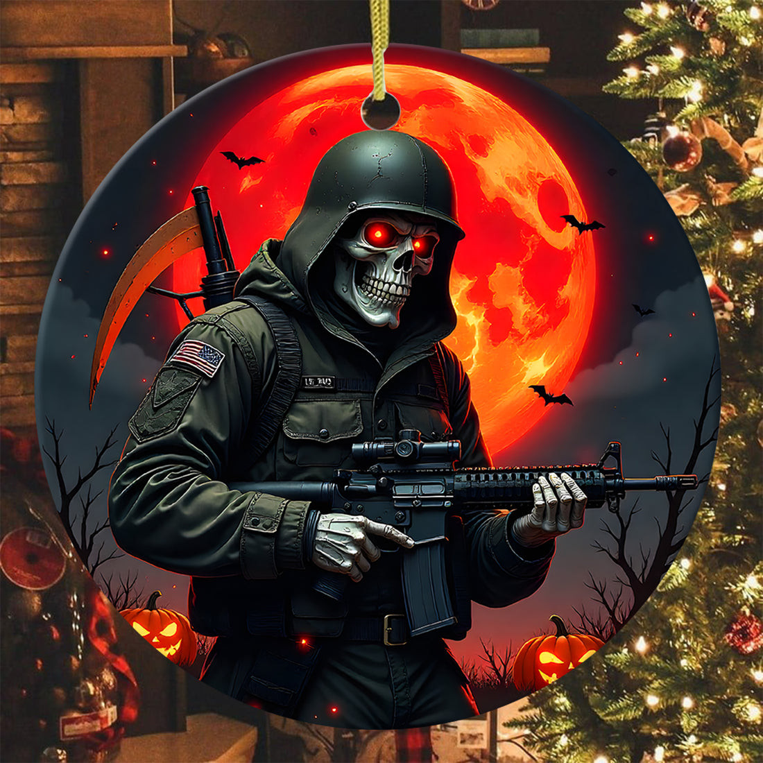 Grim Reaper Soldier Halloween Ornament Haunted Veteran Themed Halloween Gifts For Soldiers