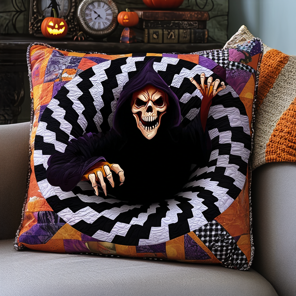 Grimm Reaper Grasp Quilted Pillow Case Holiday Pillow Case Halloween Gifts For Teens