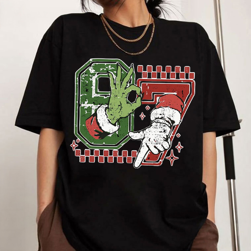 Grinch And Santa Six Seven Meme Christmas Funny T-Shirt Xmas Gifts For Sister