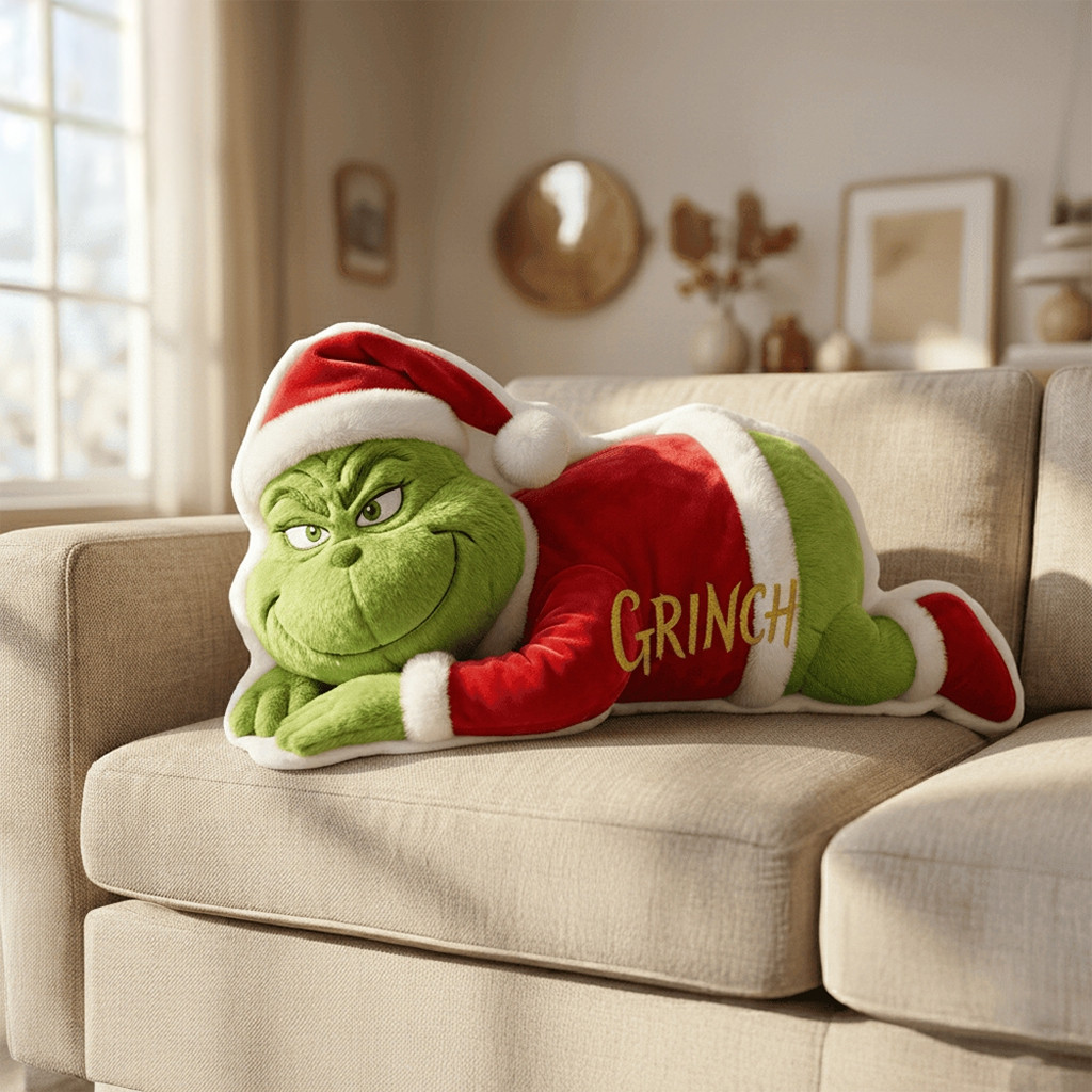 Grinch Christmas Santa Plush Pillow Funny Home Decor Xmas Gifts For Brothers