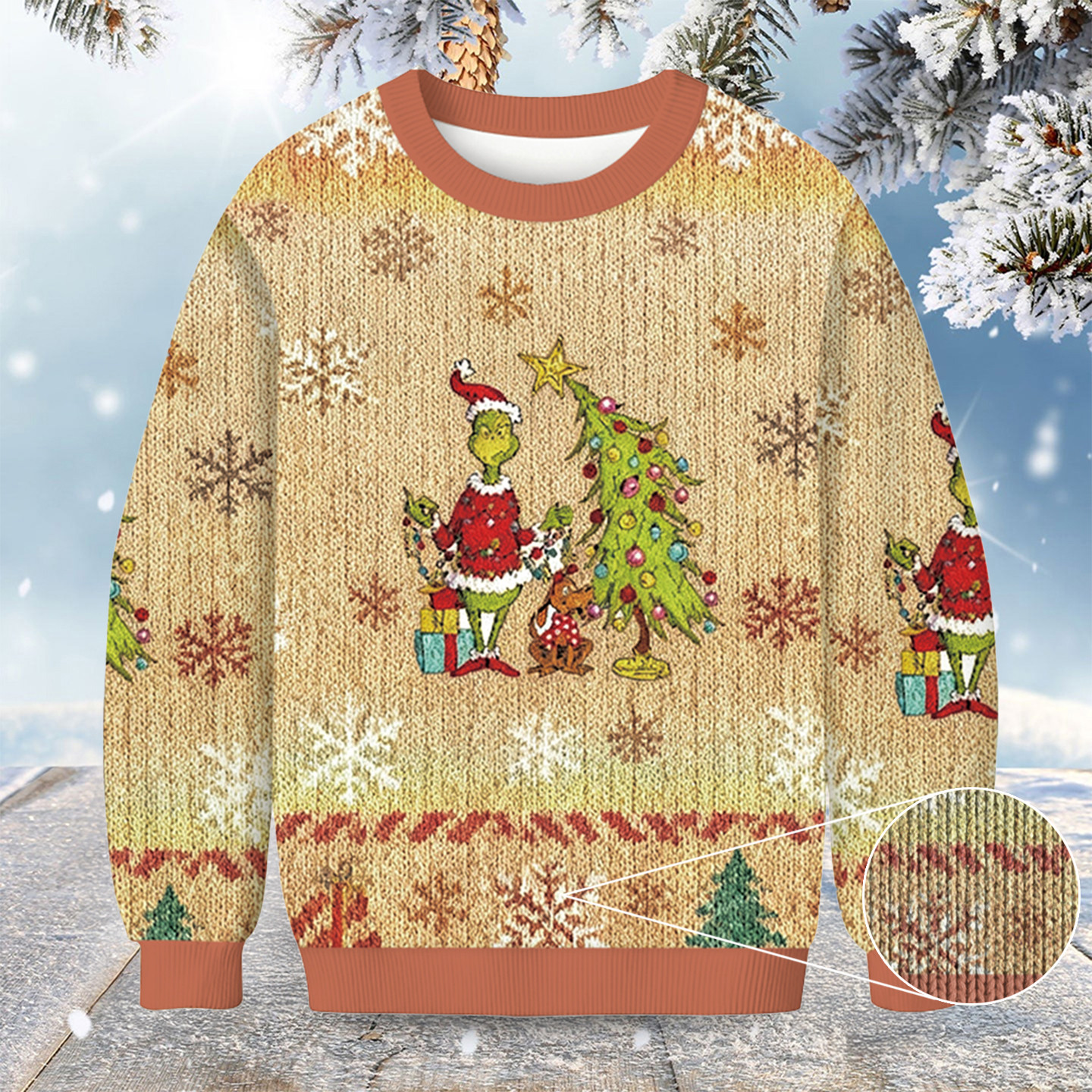 Grinchmas Whimsical Tree Christmas Ugly Sweater Xmas Clothing Funny Xmas Jumper Mens