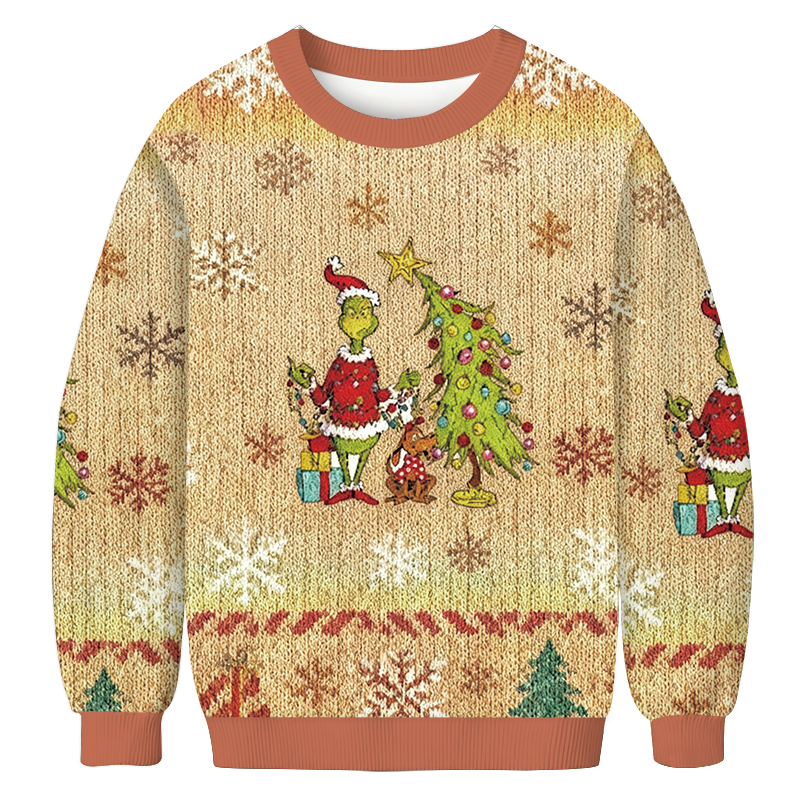 Grinchmas Whimsical Tree Christmas Ugly Sweatshirt Festive Xmas Winter Sweater Gift Ideas