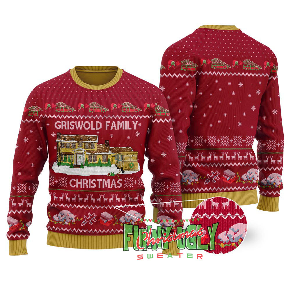 Griswold Family Christmas National Lampoon Sweater Cardinal Red Funny Holiday Sweater for Family Gatherings