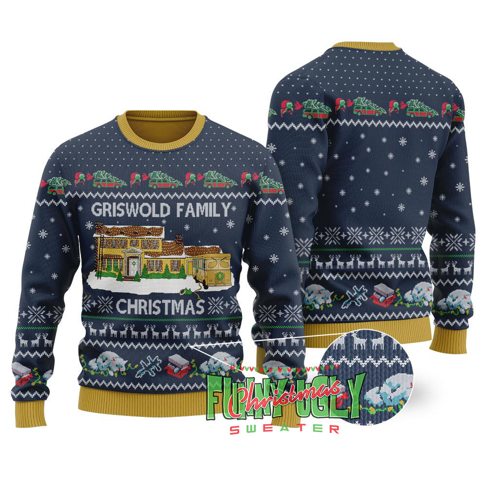 Griswold Family Christmas National Lampoon Sweater Navy Casual Winter Sweatshirt for Daily Comfort