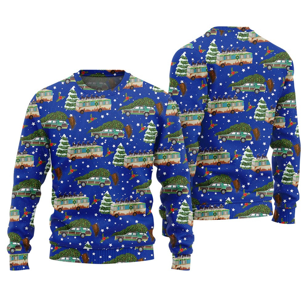 Griswold Family Station Wagon Christmas Vacation Sweater Soft Cotton Sweatshirt for Winter Comfort