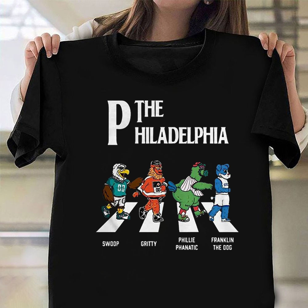 Gritty T-Shirt The Philadelphia Team Swoop Gritty Phillie Phanatic Franklin The Dog Road Shirt