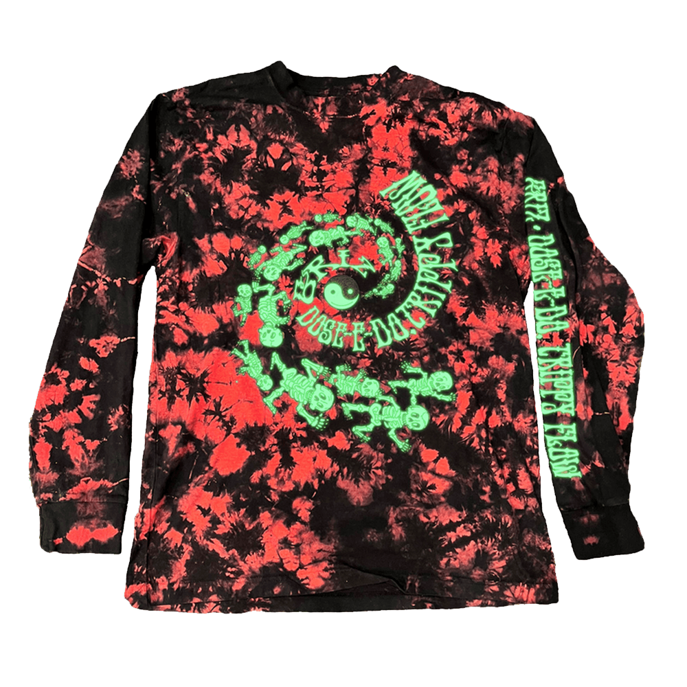 Griz Merch Dose E Do Glow Griz Red Tie Dye Long Sleeve T-Shirt Gifts For DJ Fans Griz Merch Dose E Do Glow Griz Red Tie Dye Long Sleeve T-Shirt Gifts For DJ Fans