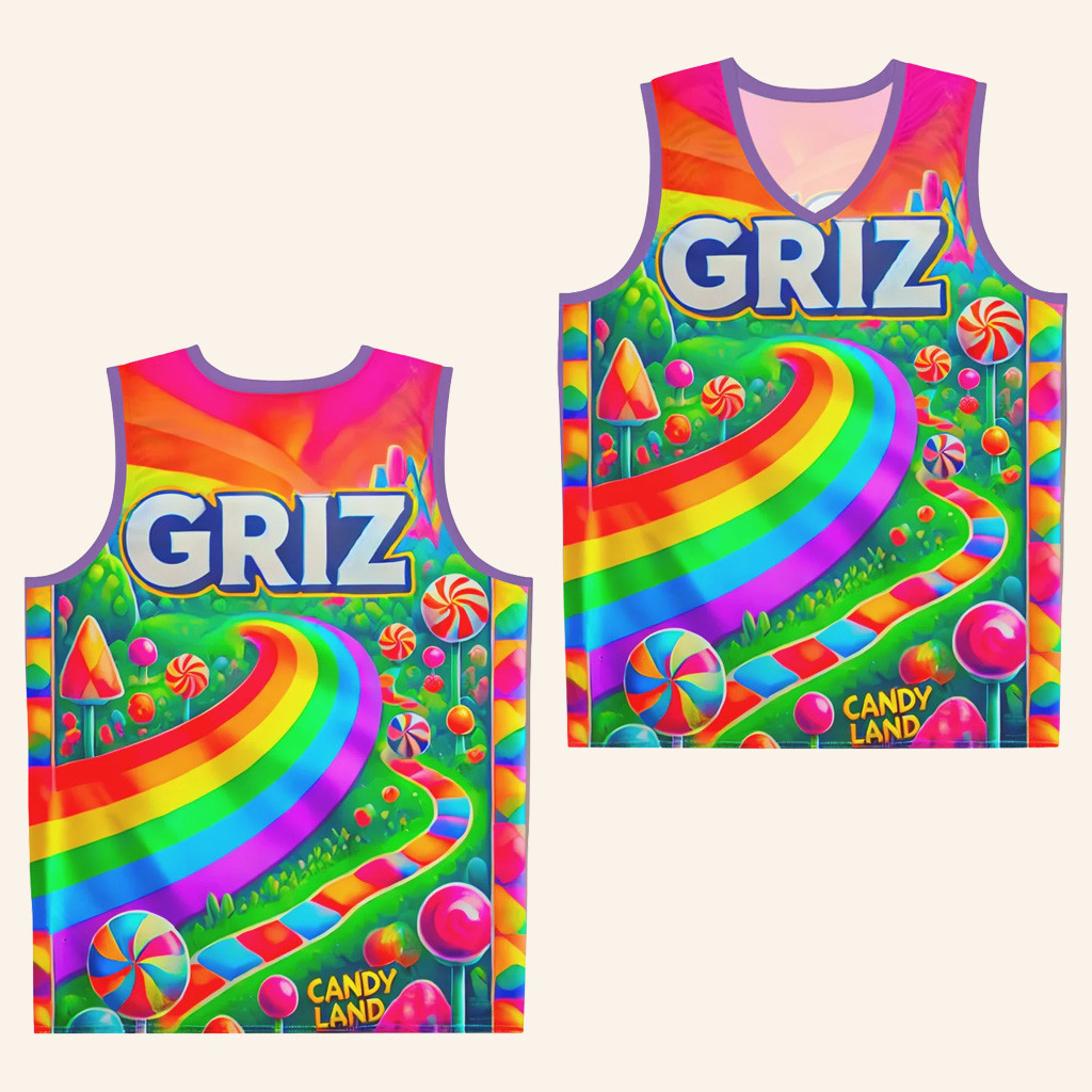 GRIZ Merch GRIZ Basketball Jersey Candy Land Theme Jersey Xmas Gifts For Him