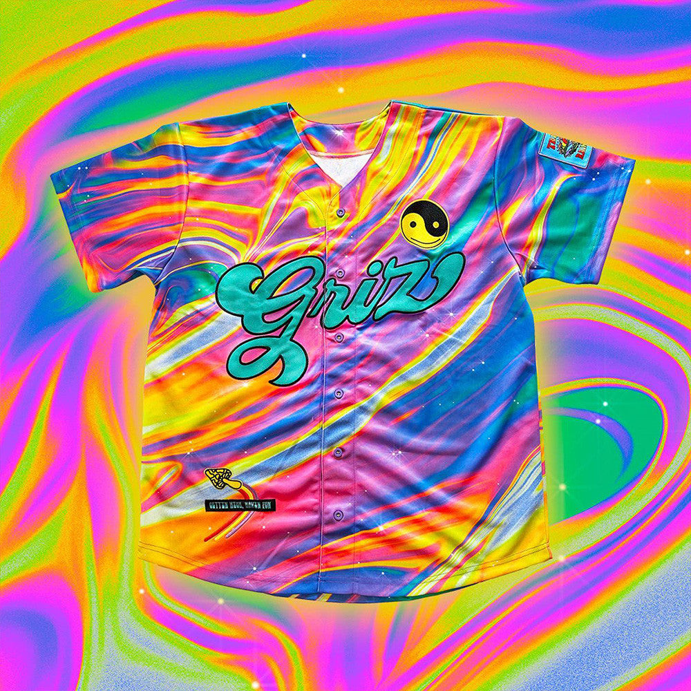Griz Merch Griz Rainbow Baseball Jersey Gifts For DJ Fans Christmas Gift for Him Griz Merch Griz Rainbow Baseball Jersey Gifts For DJ Fans Christmas Gift for Him