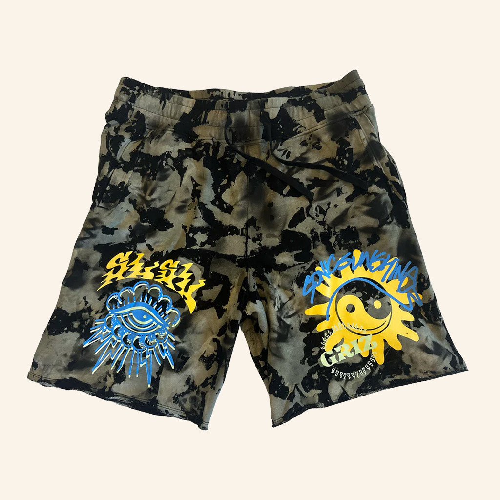 Griz Merch GRiZ Sonic Sunshine Black Crinkle Tie Dye Shorts Gifts For Brother Griz Merch GRiZ Sonic Sunshine Black Crinkle Tie Dye Shorts Gifts For Brother