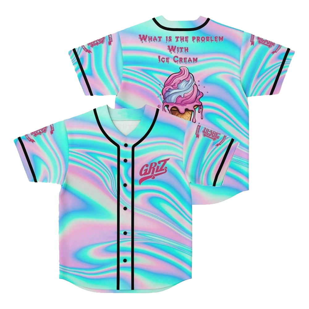 Griz Merch Ice Cream Griz Baseball Jersey Gifts For DJ Fans Unique Gift for Southern Men