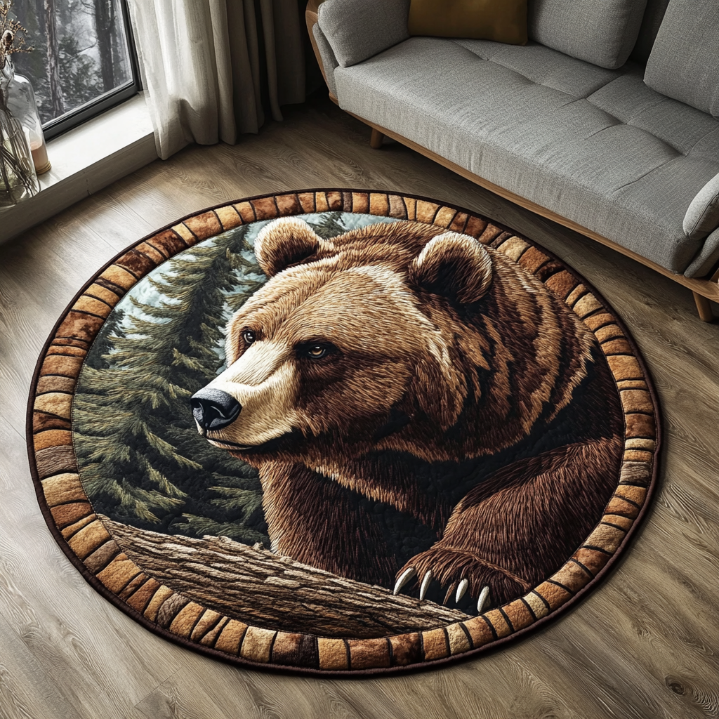 Grizzly Bear Quilted Round Mat Foyer Decor Ideas Best Unique Gifts For Bear Lovers