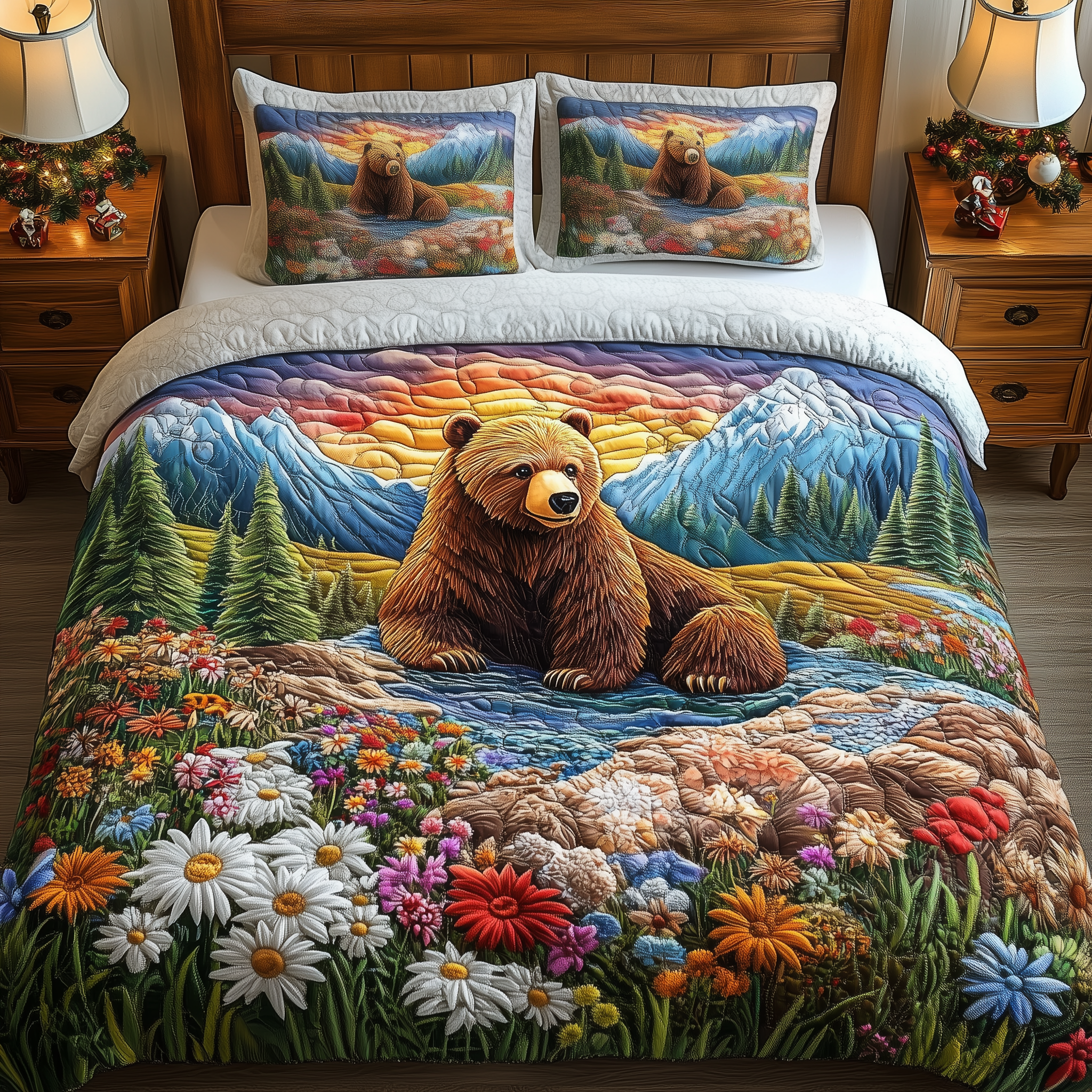 Grizzly Dreamy Garden Quilted Bedding Set Employee Christmas Gift Ideas 2025