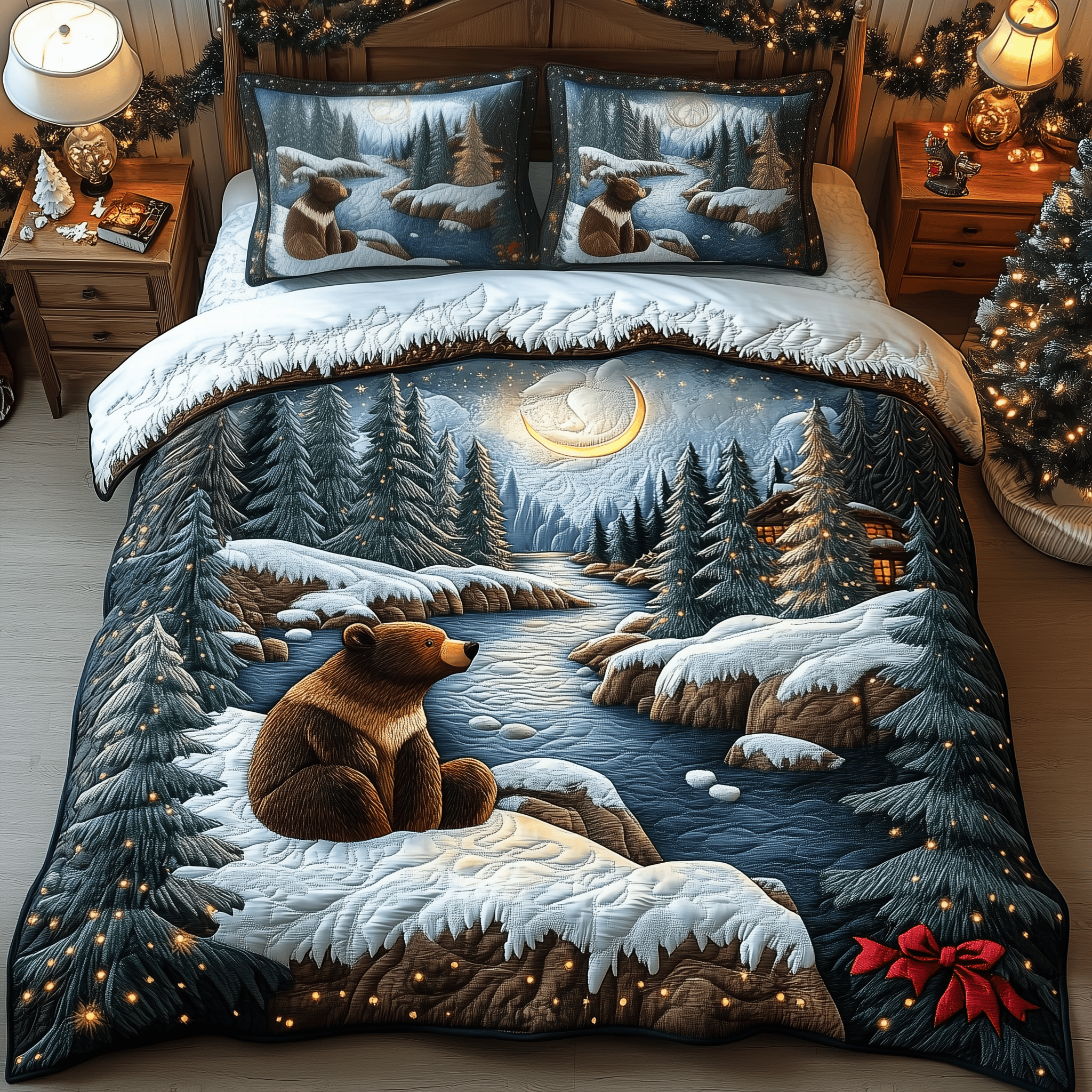Grizzly Dreamy Night Quilted Bedding Set Stocking Stuffer Ideas For Men